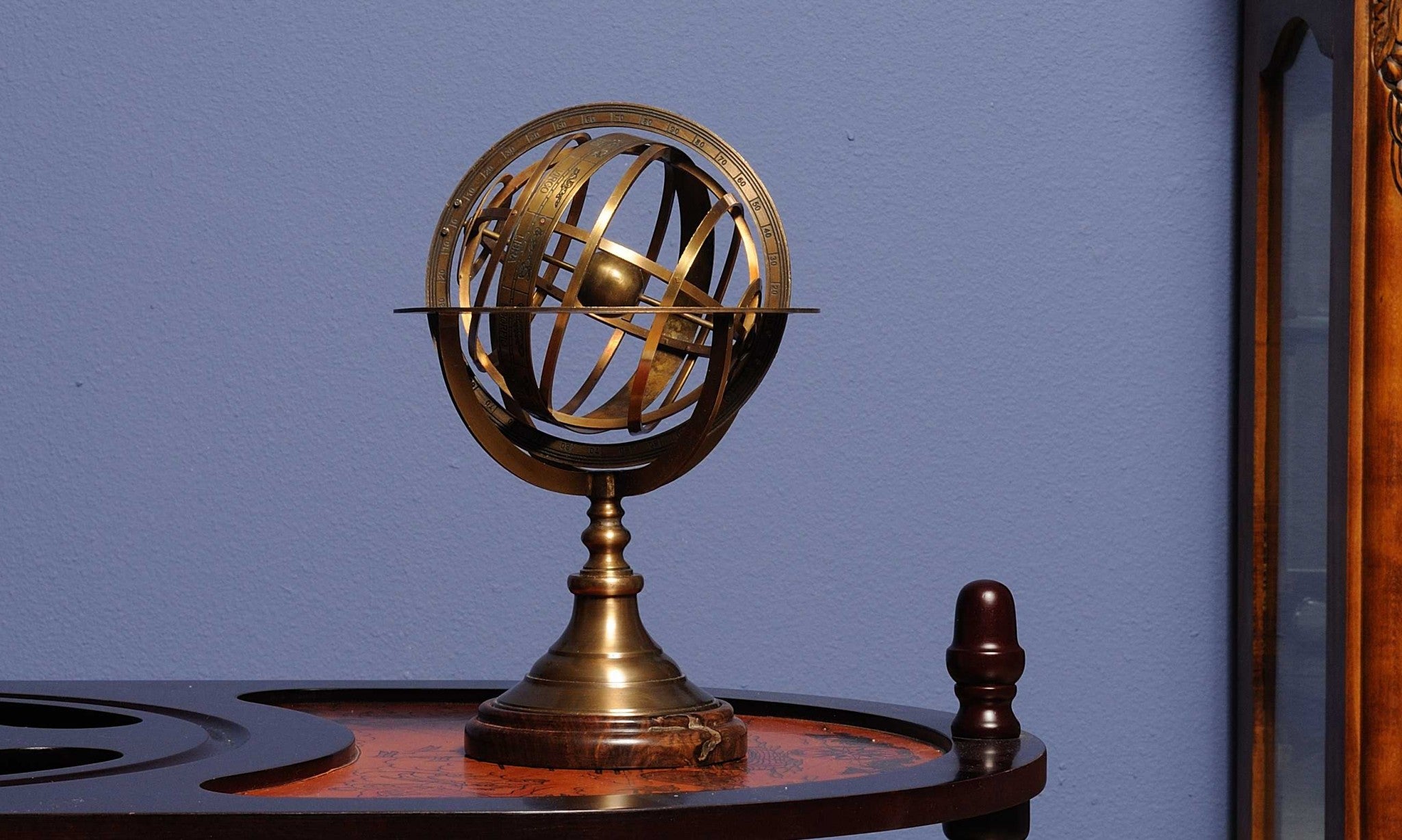 7" X 7" X 11.5" Armillary Sphere On Wood Base-3