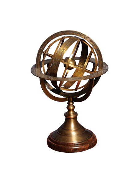 7" X 7" X 11.5" Armillary Sphere On Wood Base-0