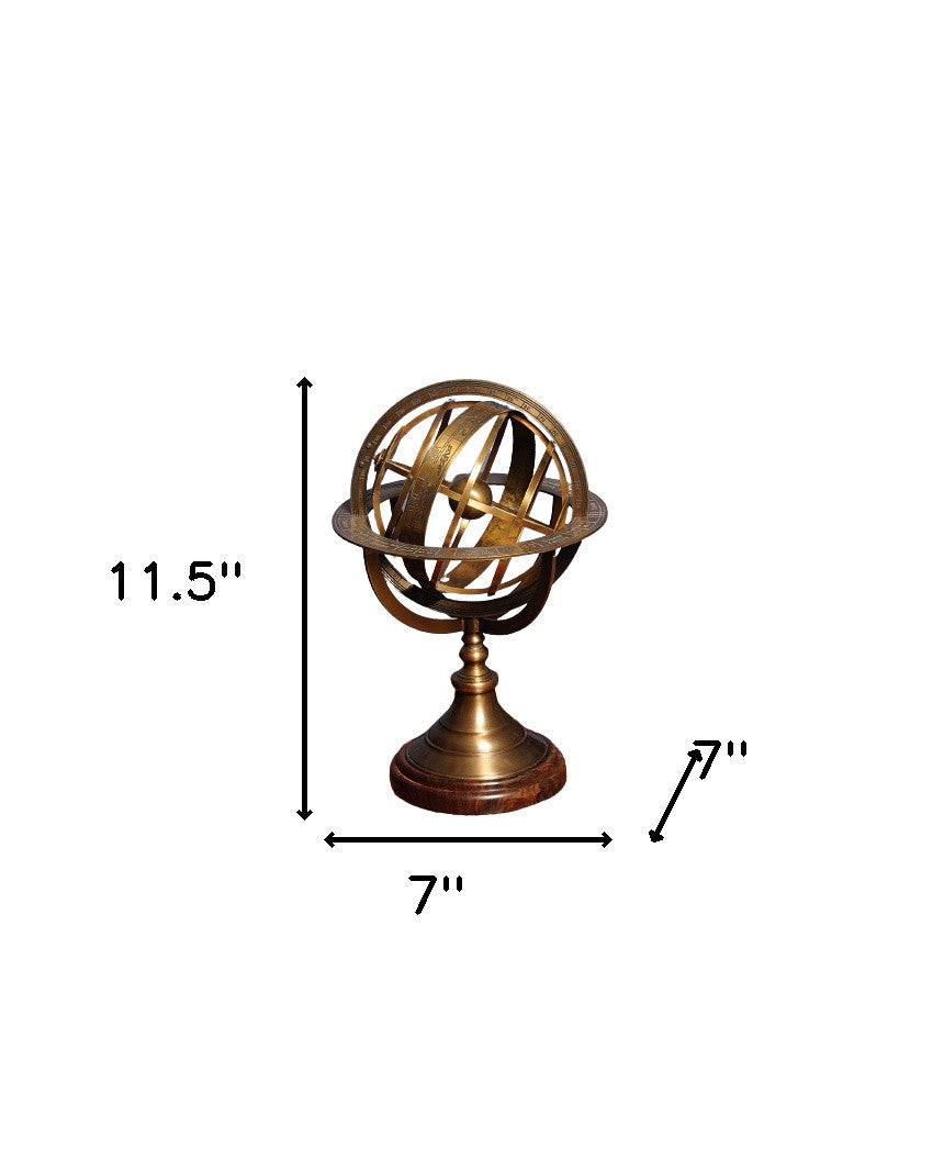 7" X 7" X 11.5" Armillary Sphere On Wood Base-7