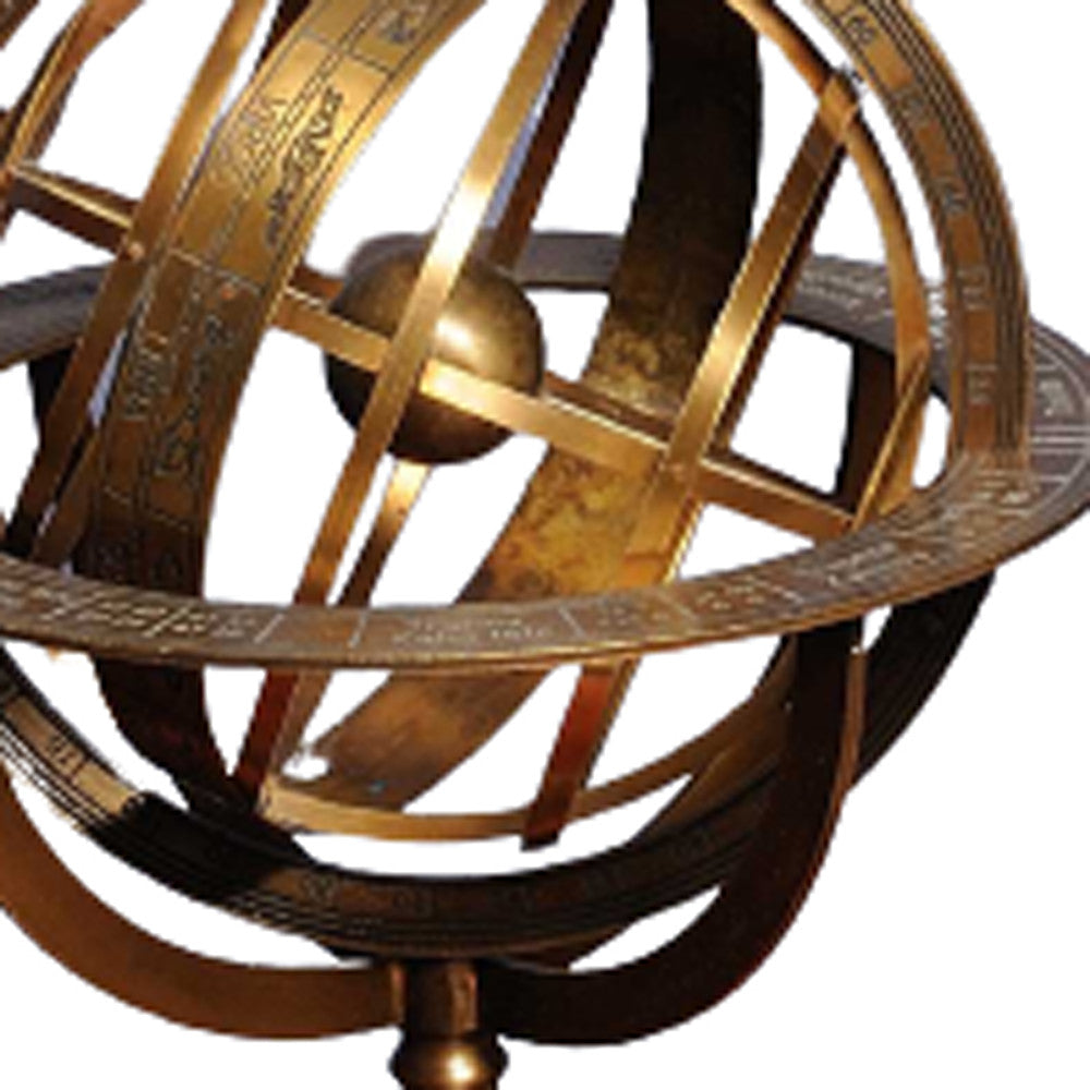 7" X 7" X 11.5" Armillary Sphere On Wood Base-1