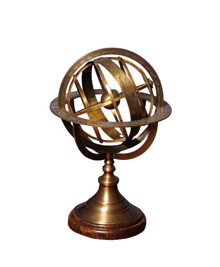 7" X 7" X 11.5" Armillary Sphere On Wood Base-2