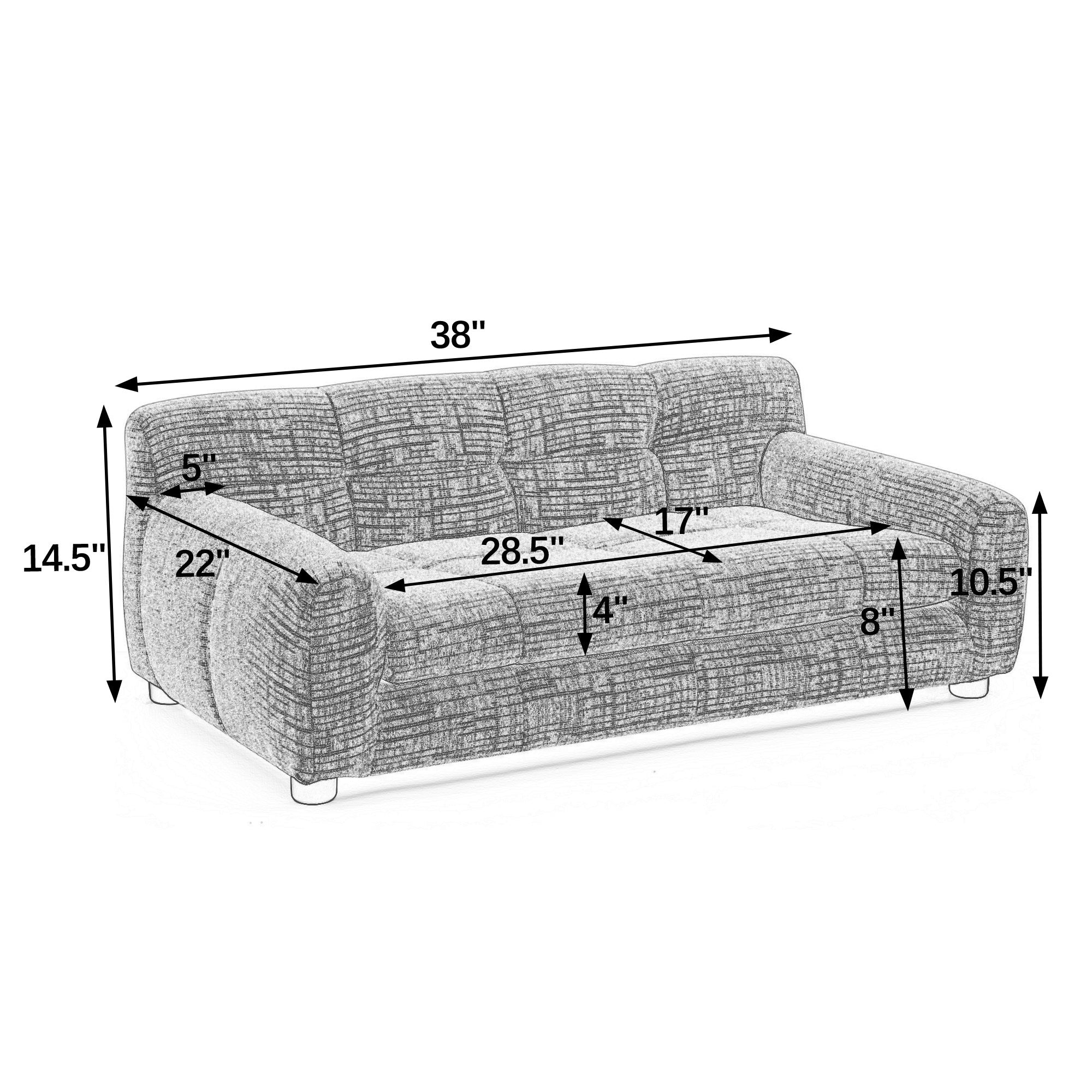Modern Dark Gray Pet Sofa with Backrest and Armrests