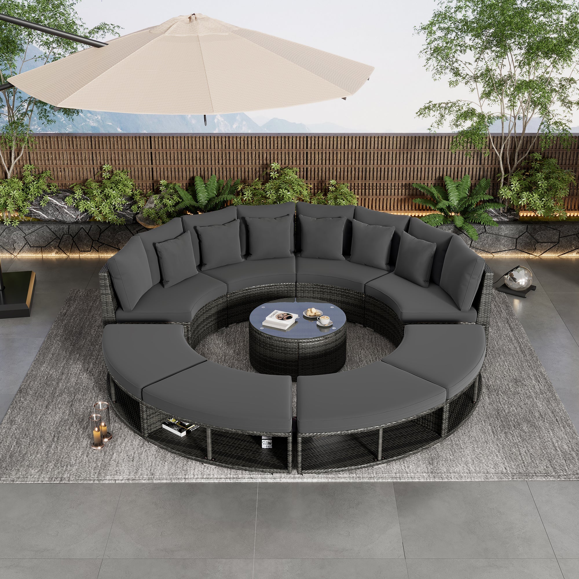 9-Piece  Luxury Circular Outdoor Patio Furniture-1