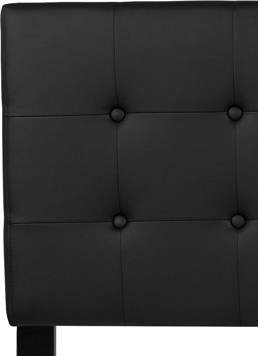 Button Tufted Black Vinyl Queen Size Headboard Upgrade