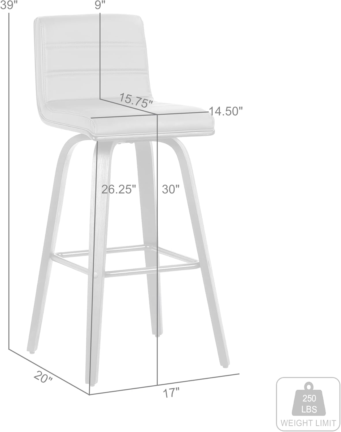 Vienna 30 Inch Bar Height Bar Stool Grey And Black