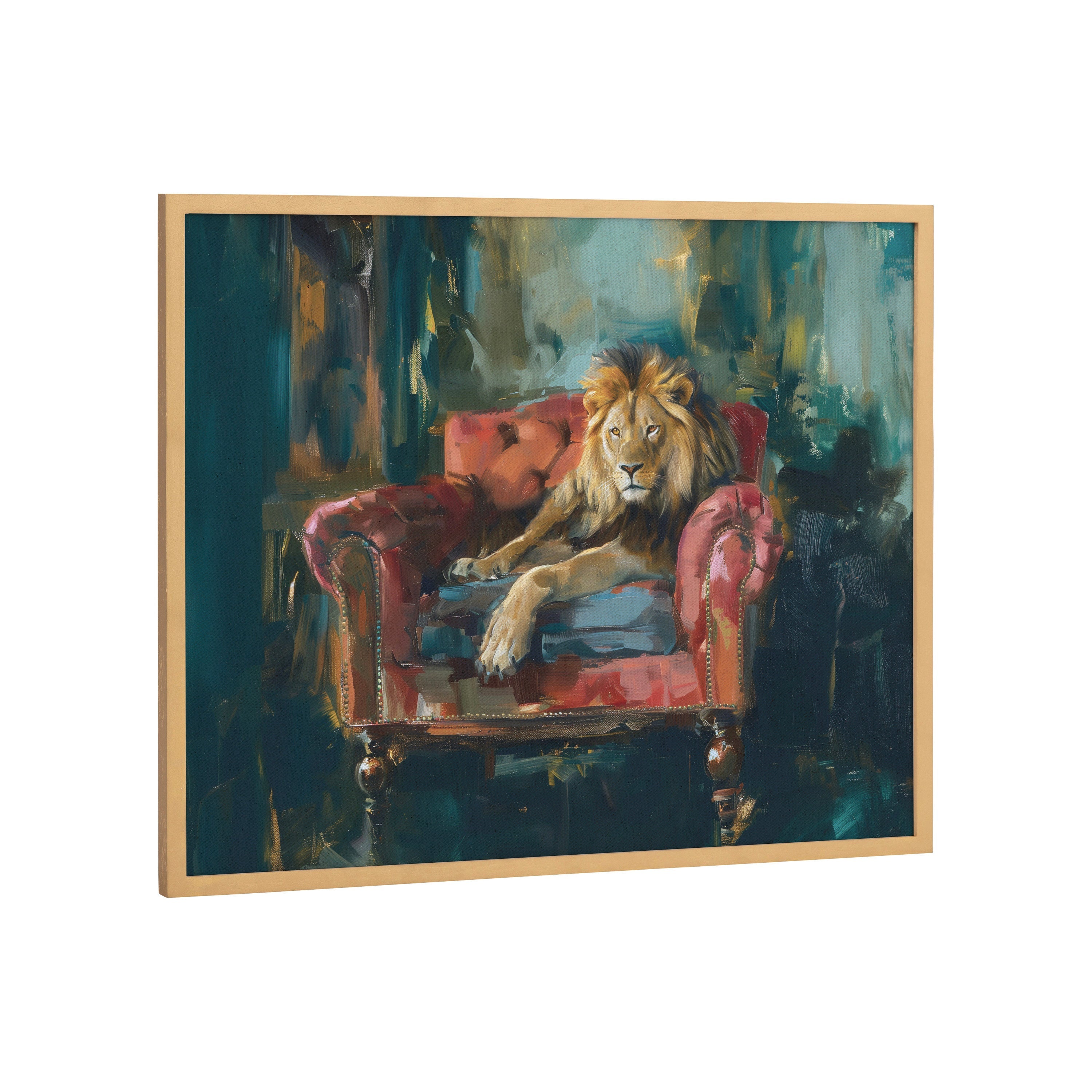 Gallery Lion Portrait in Rich Jewel Tones Print by The Creative Bunch Studio