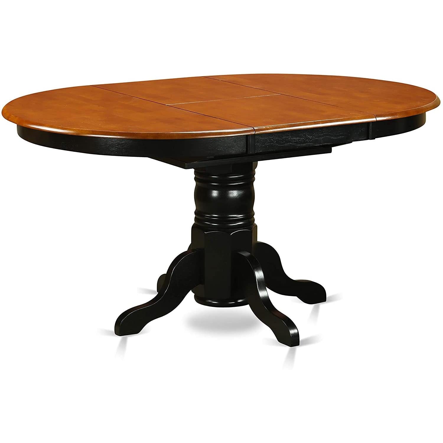 Wooden Oval Kitchen Table Black Finish With Cherry Top