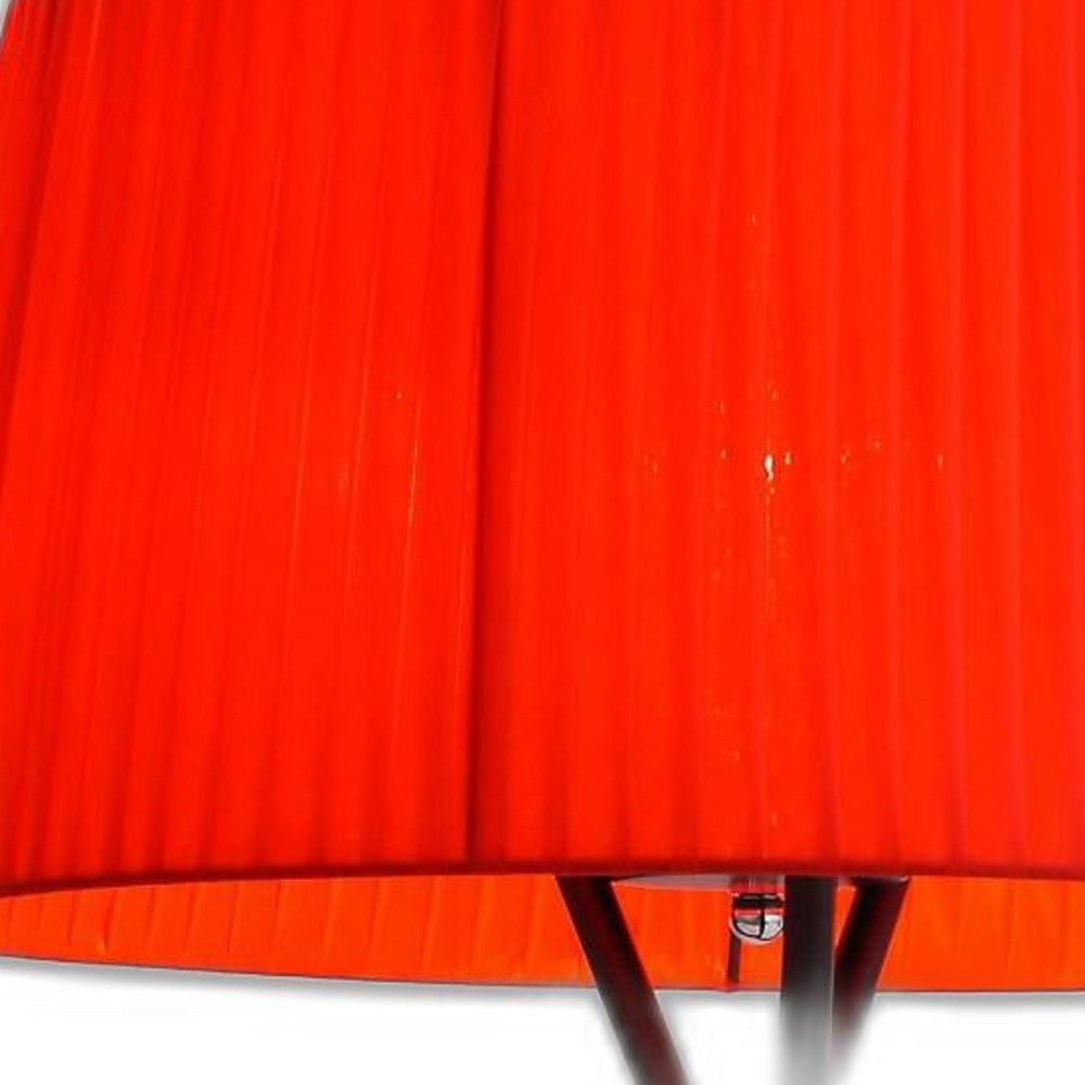 30" Black Metal Tripod Tripod Lamp Table Lamp With Red Empire Shade-4