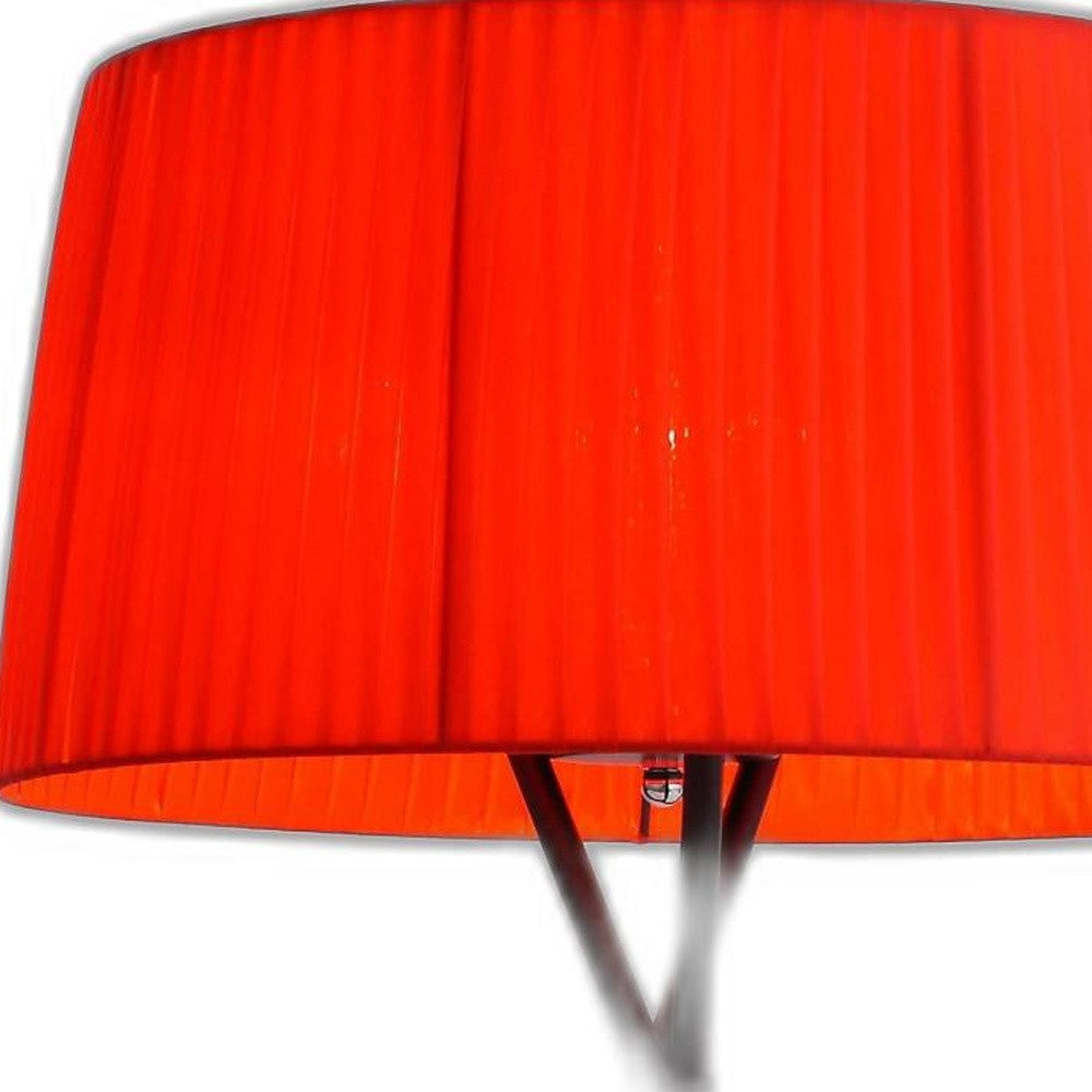 30" Black Metal Tripod Tripod Lamp Table Lamp With Red Empire Shade-2