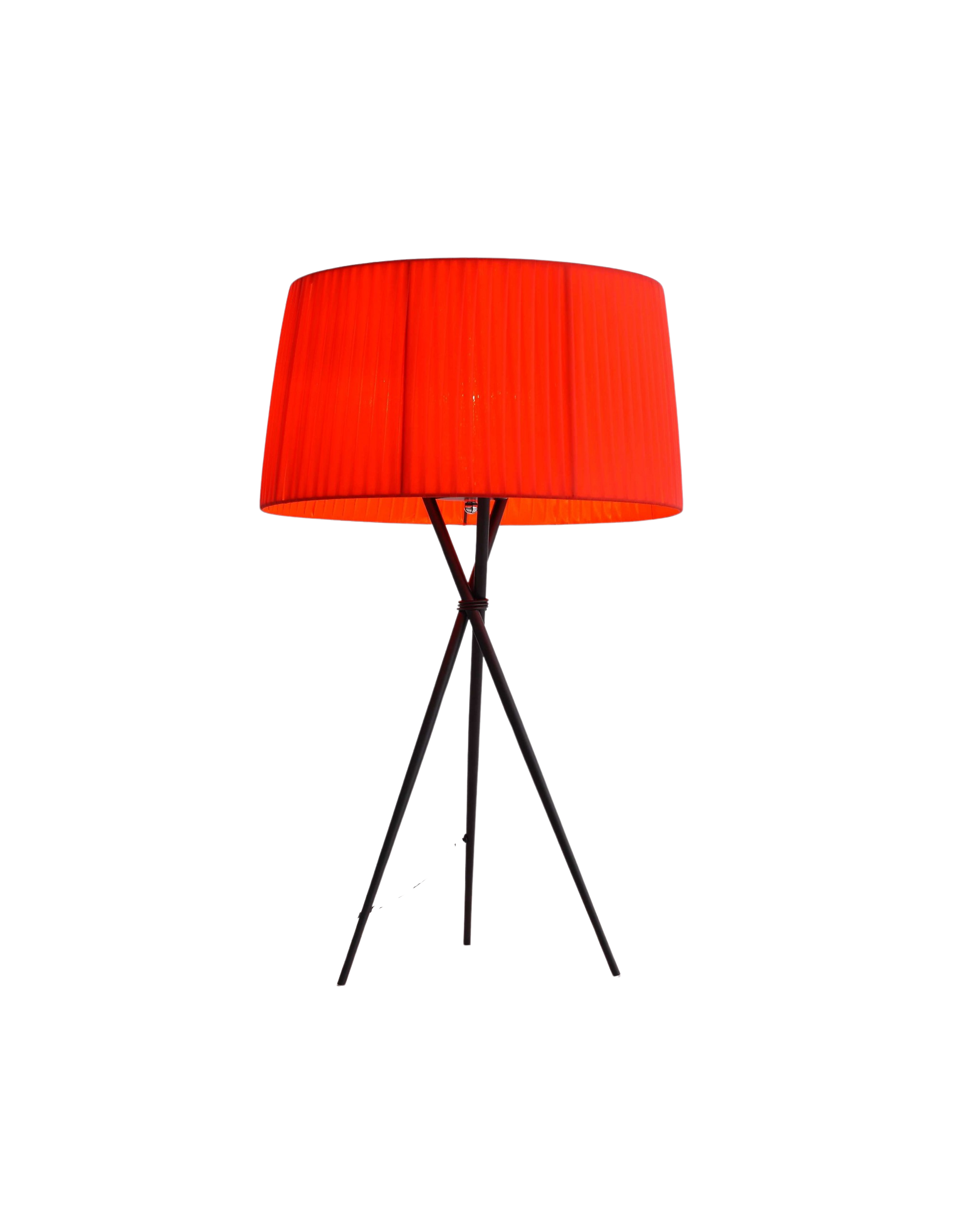 30" Black Metal Tripod Tripod Lamp Table Lamp With Red Empire Shade-0