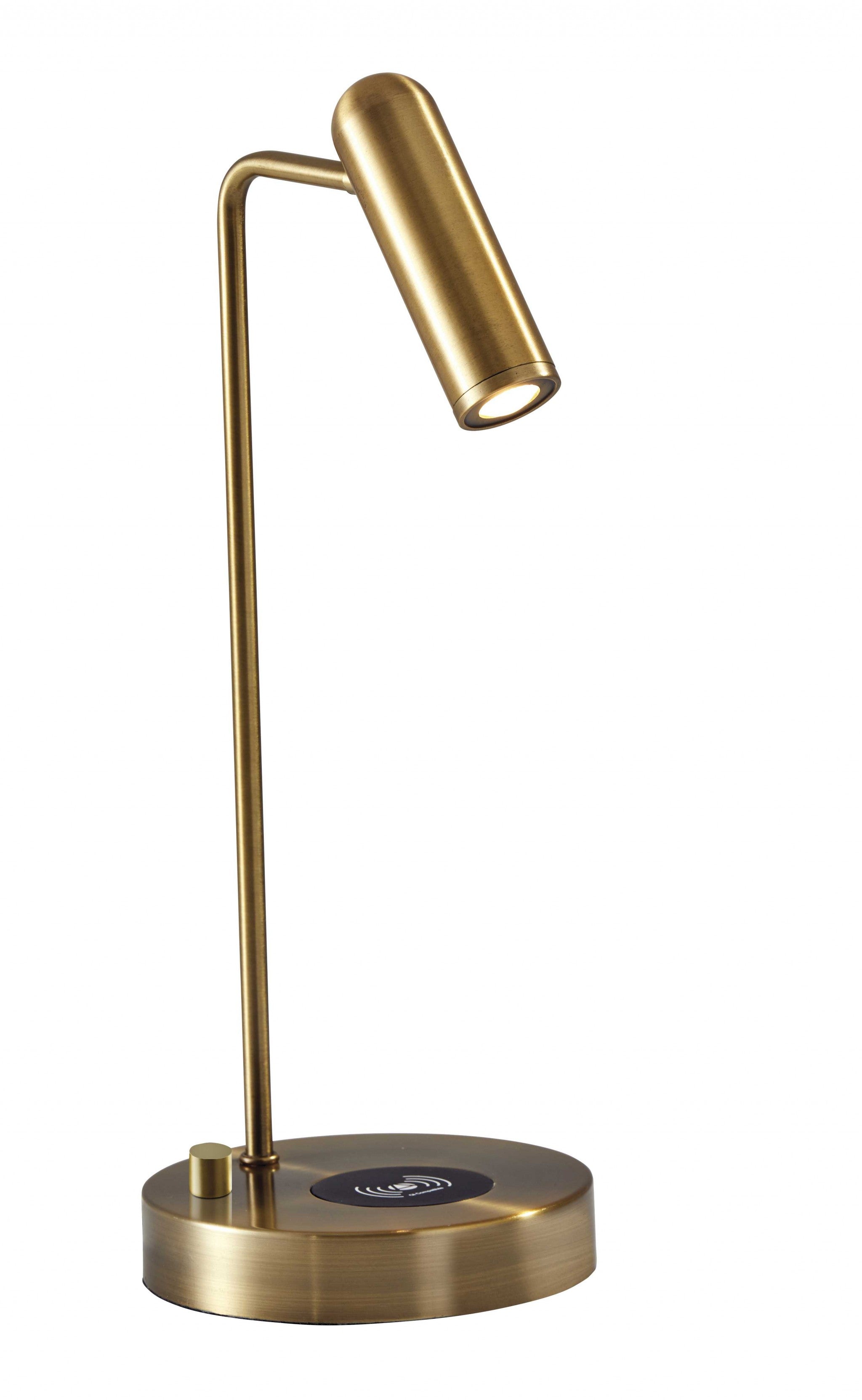 17" Brass Metal LED Desk Lamp With USB And Wireless Charging-0