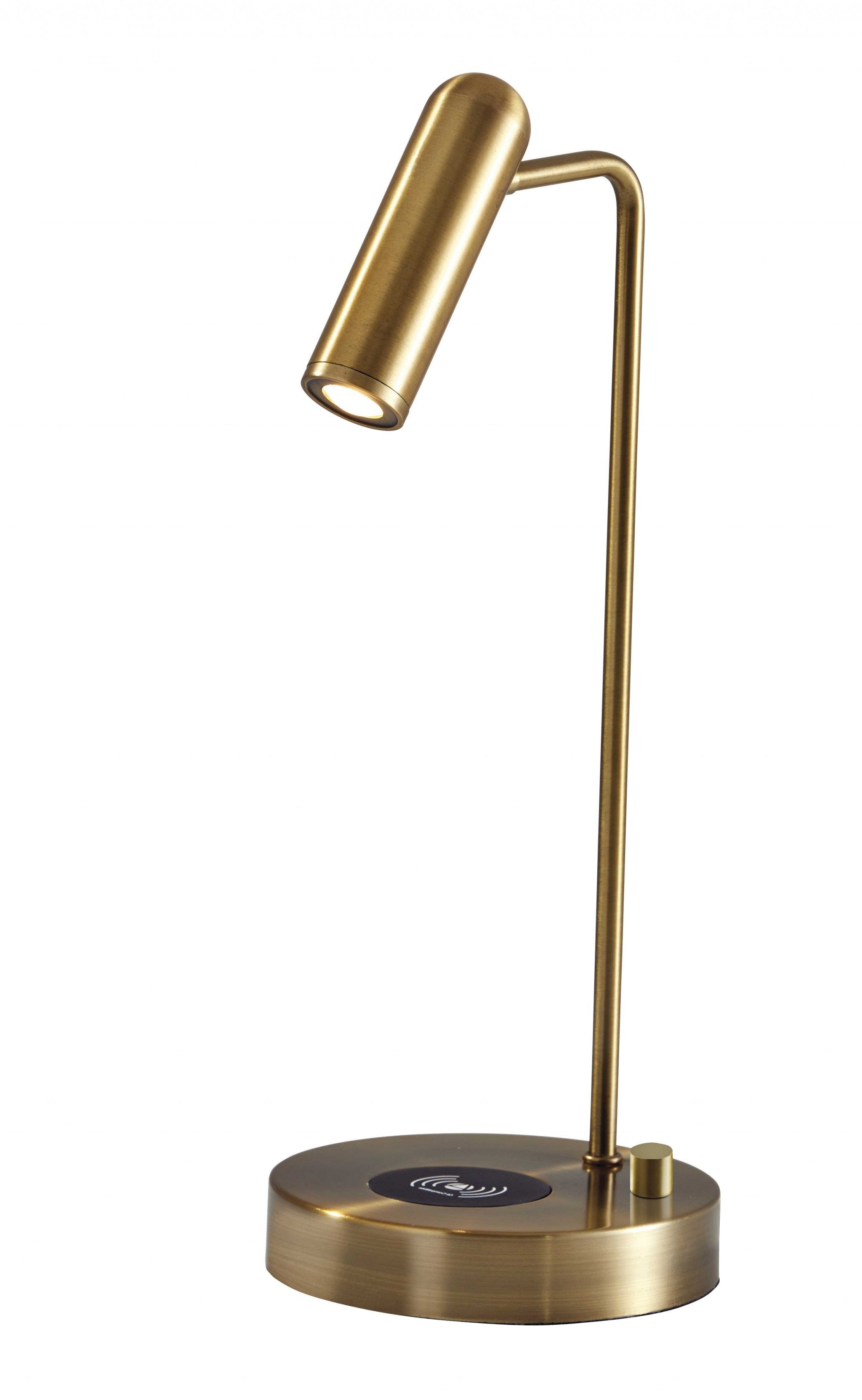 17" Brass Metal LED Desk Lamp With USB And Wireless Charging-7