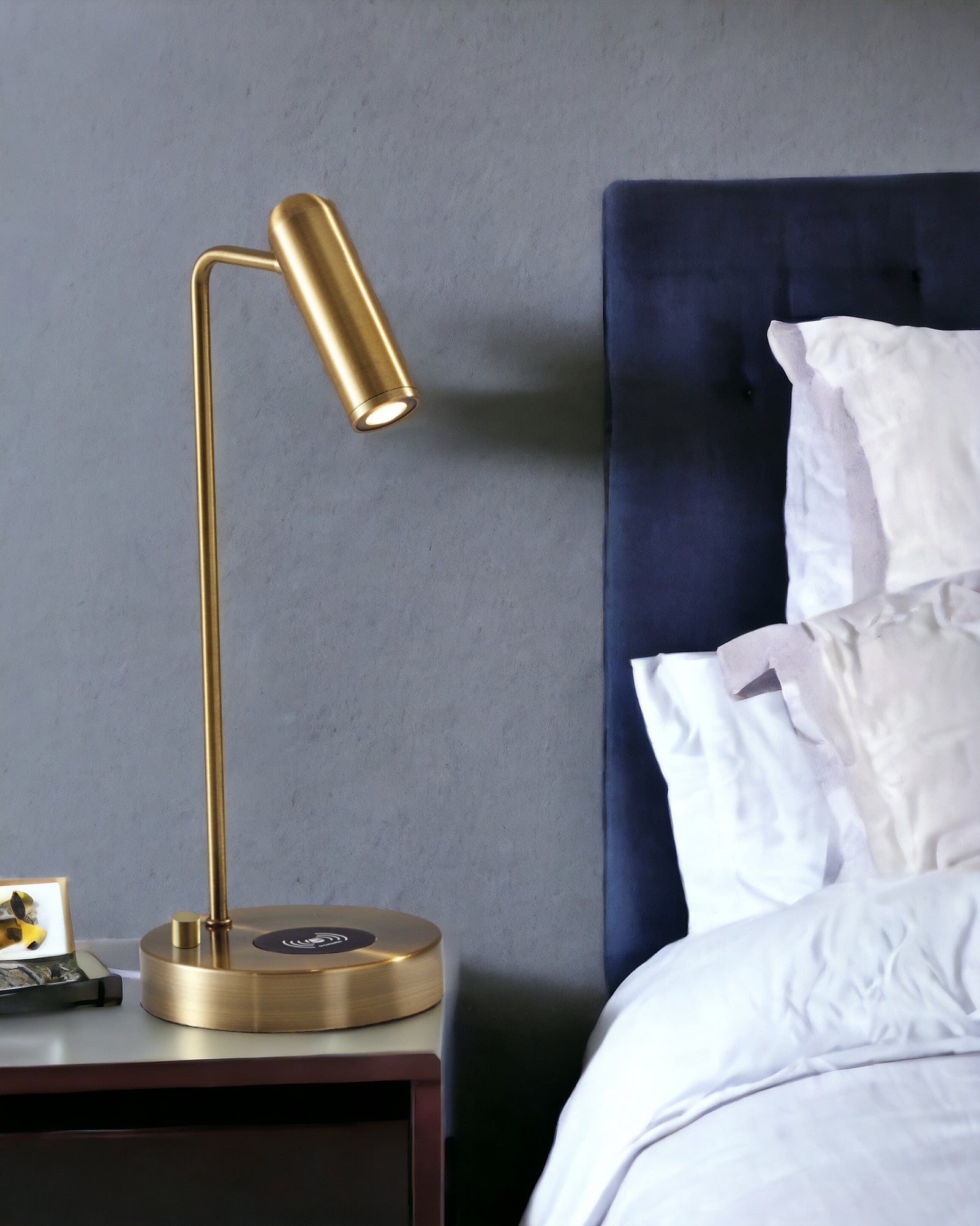 17" Brass Metal LED Desk Lamp With USB And Wireless Charging-1