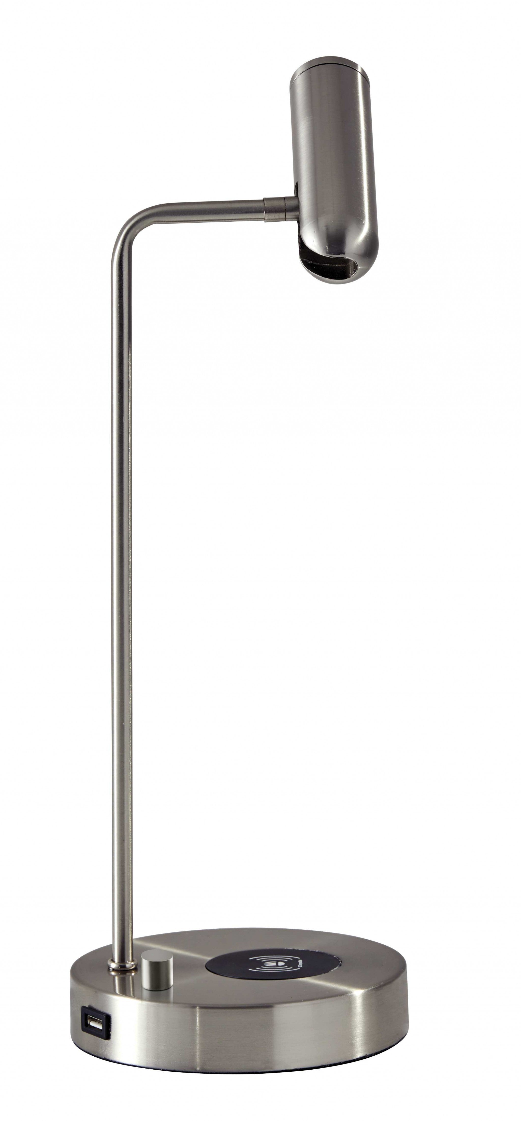 17" Silver Desk Lamp with USB and Wireless Charging-0