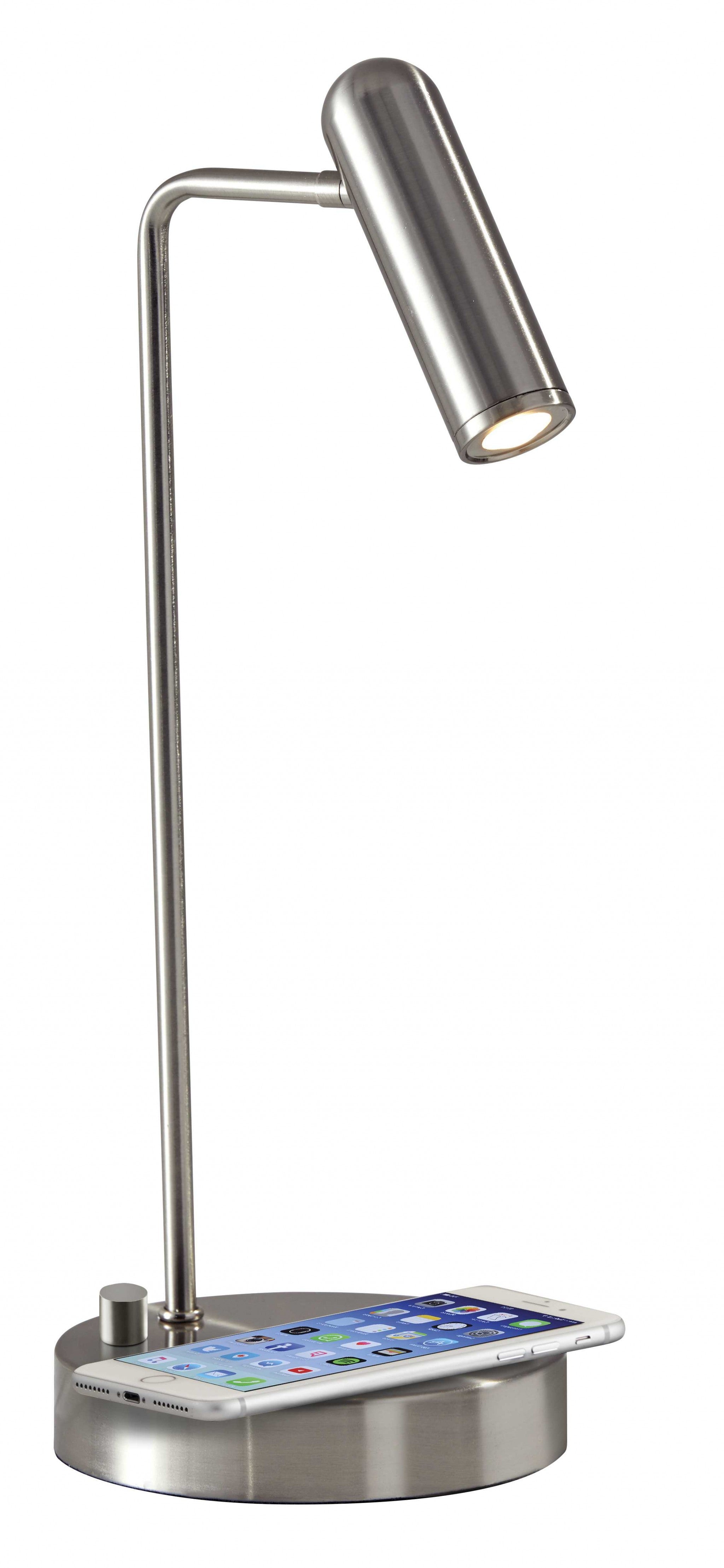 17" Silver Desk Lamp with USB and Wireless Charging-3