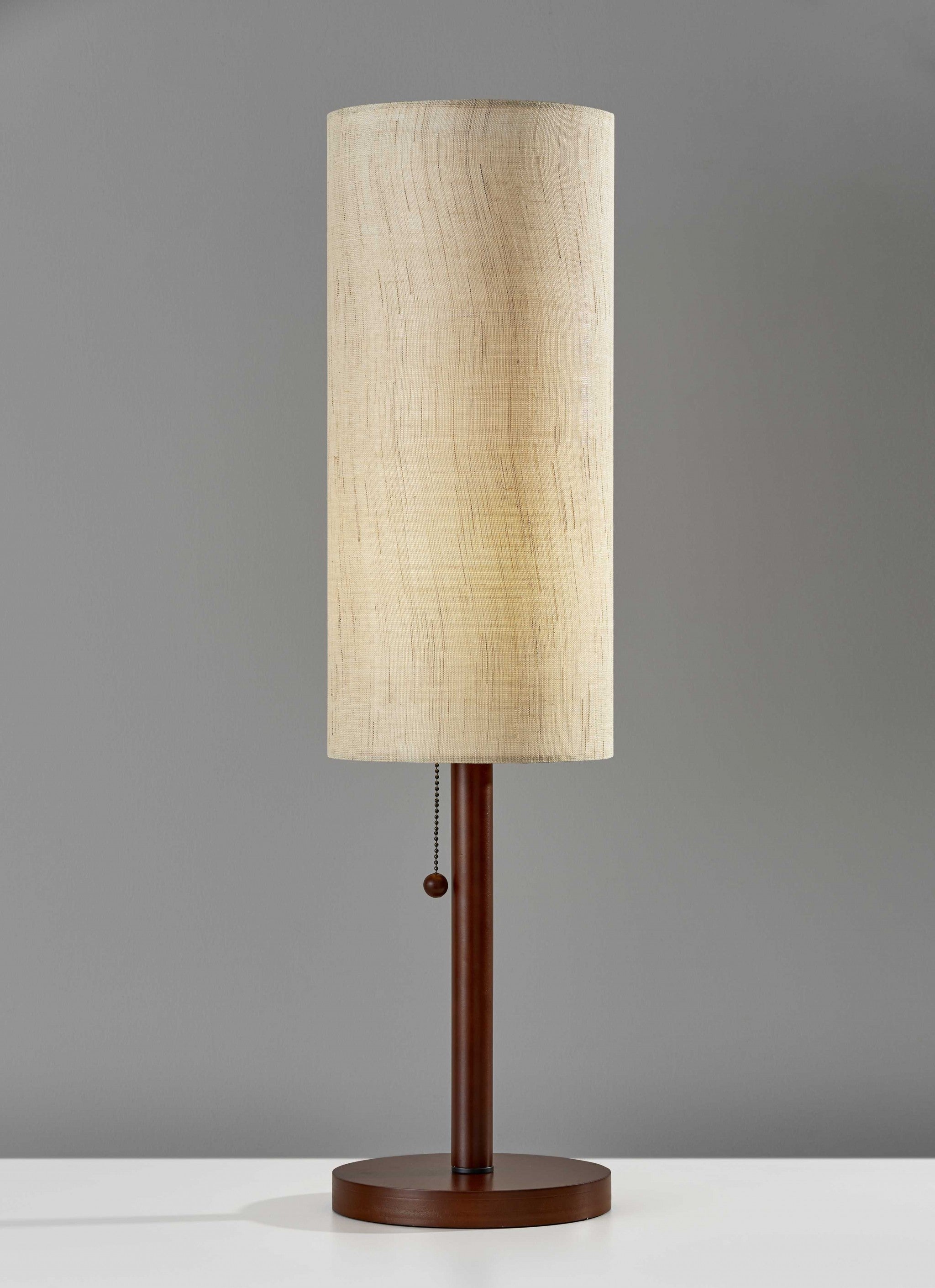 31" Walnut Solid Wood Standard Table Lamp With Beige Shade-4