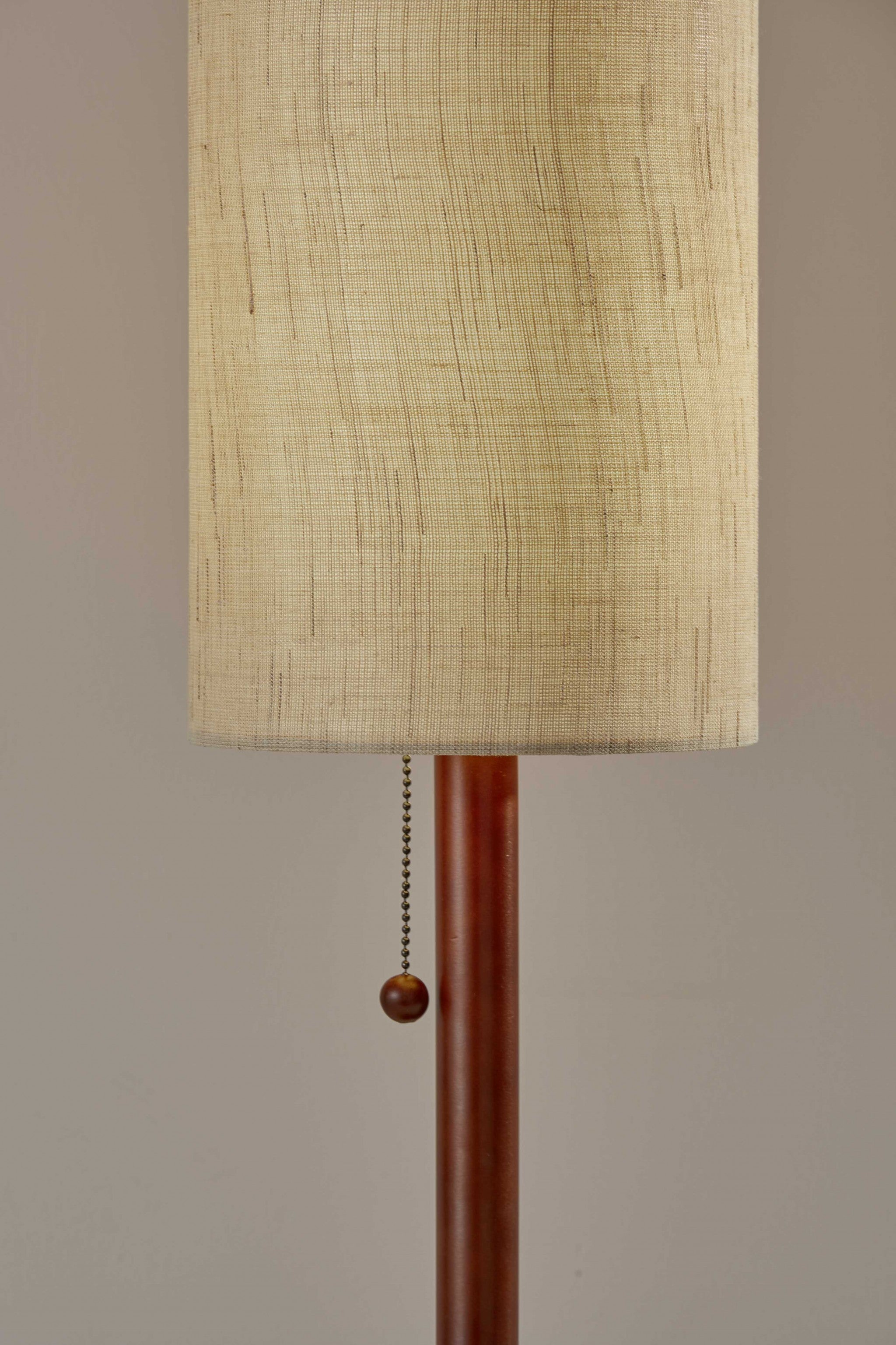 31" Walnut Solid Wood Standard Table Lamp With Beige Shade-5