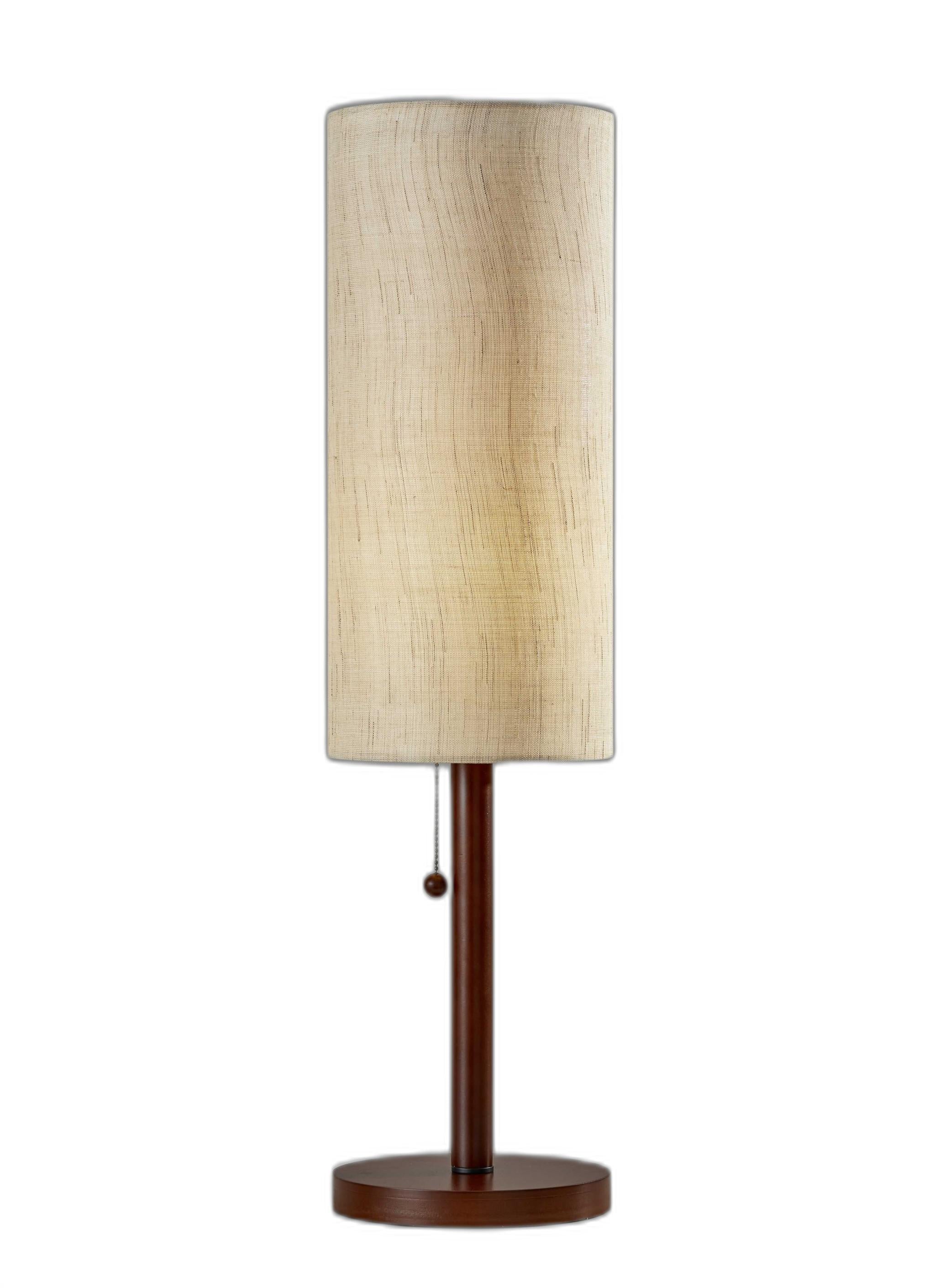 31" Walnut Solid Wood Standard Table Lamp With Beige Shade-0