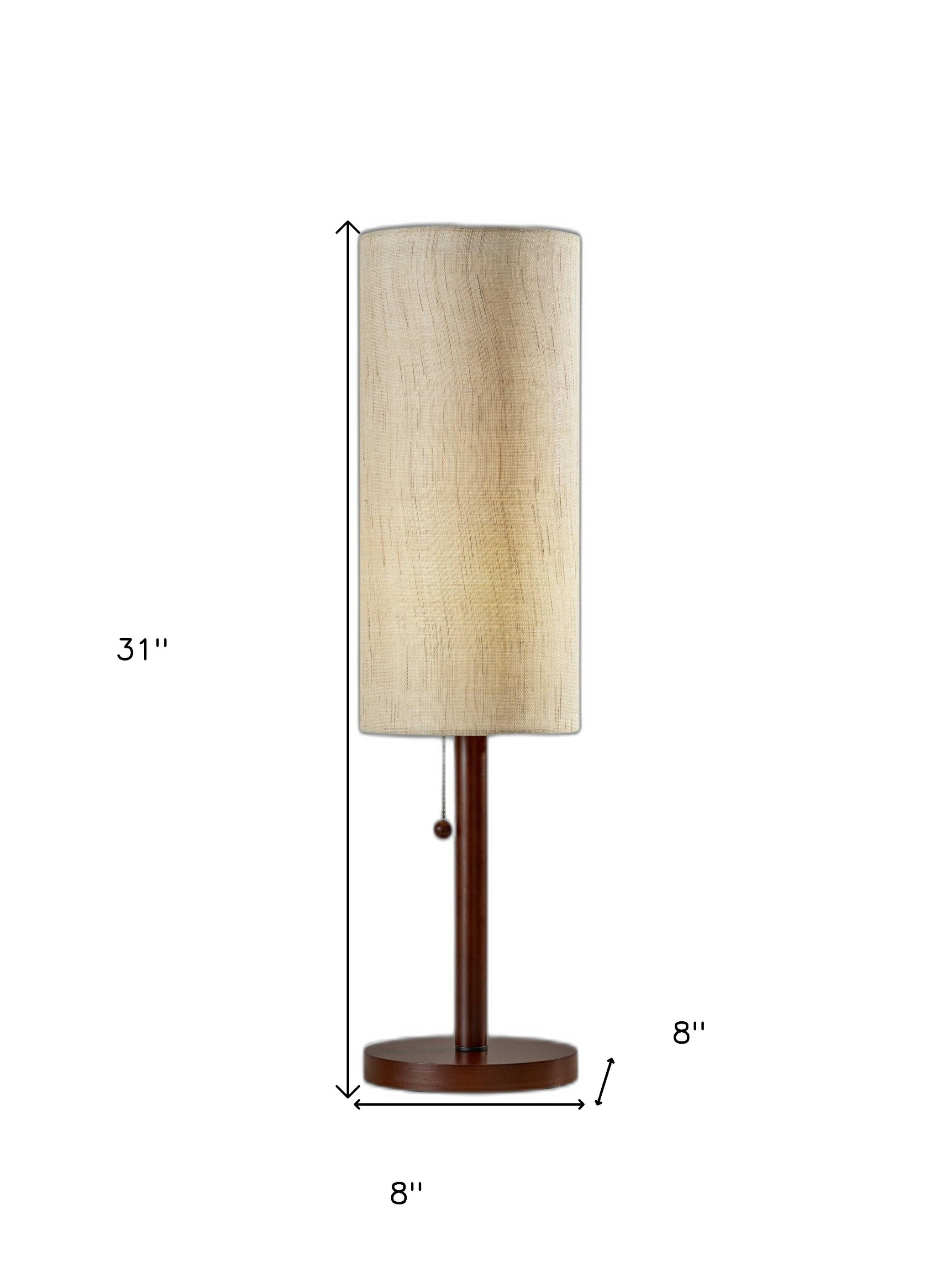 31" Walnut Solid Wood Standard Table Lamp With Beige Shade-8