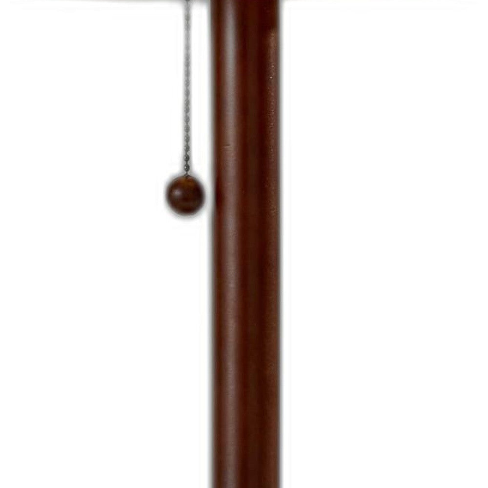 31" Walnut Solid Wood Standard Table Lamp With Beige Shade-3