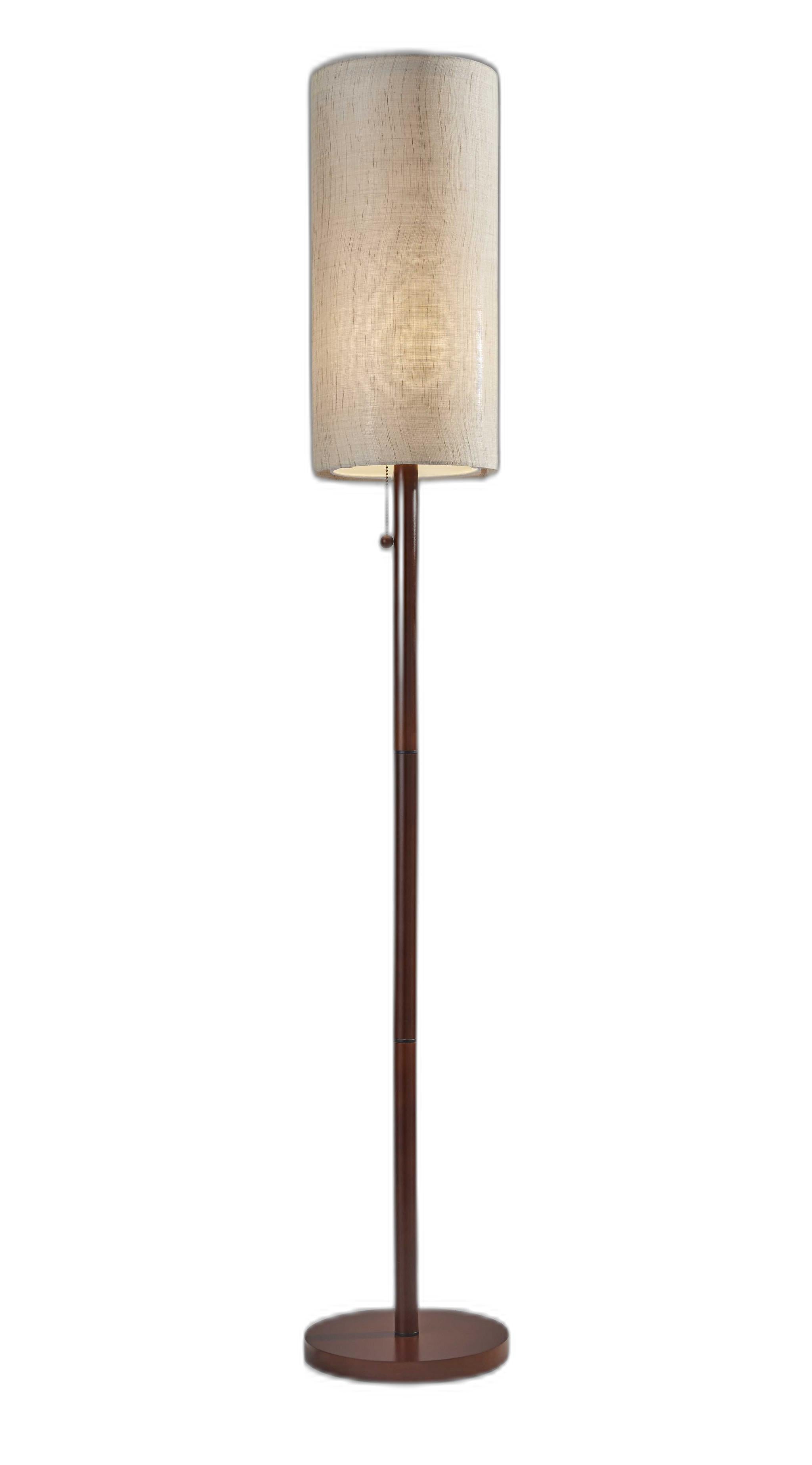 65" Solid Wood Traditional Shaped Floor Lamp With Beige Drum Shade-0