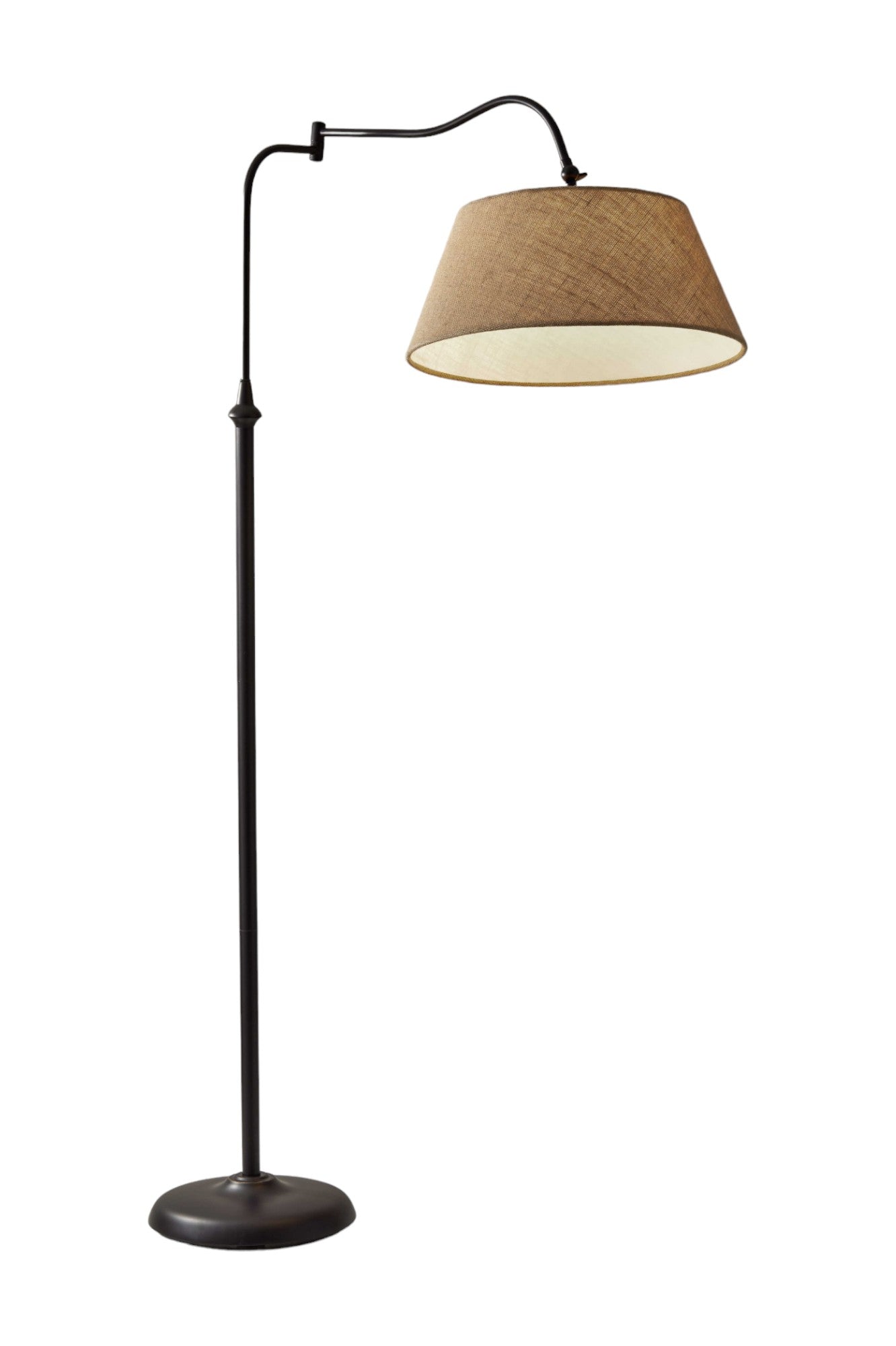 61" Bronze Arched Floor Lamp With Brown Empire Shade-0