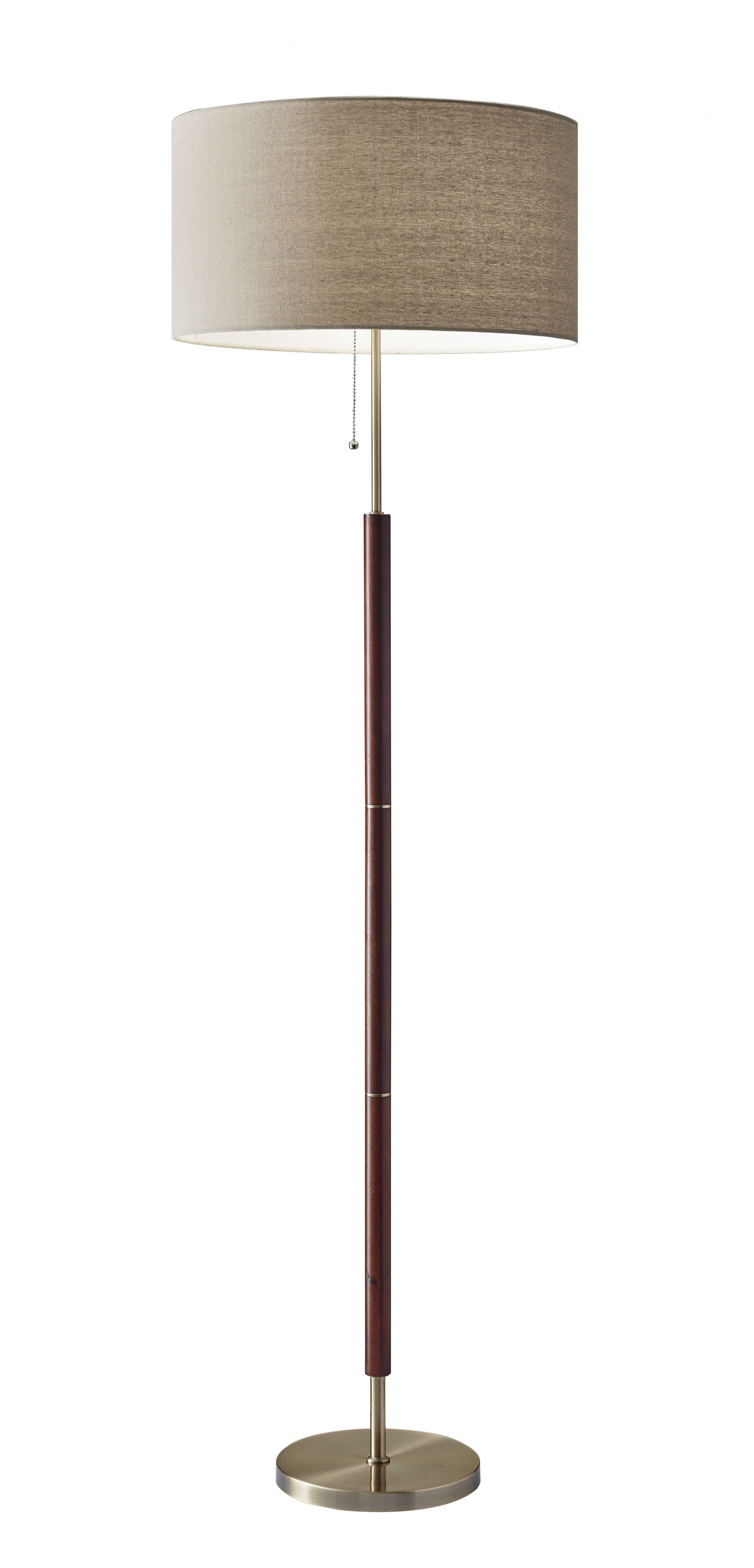 66" Traditional Shaped Floor Lamp With Brown Drum Shade-0