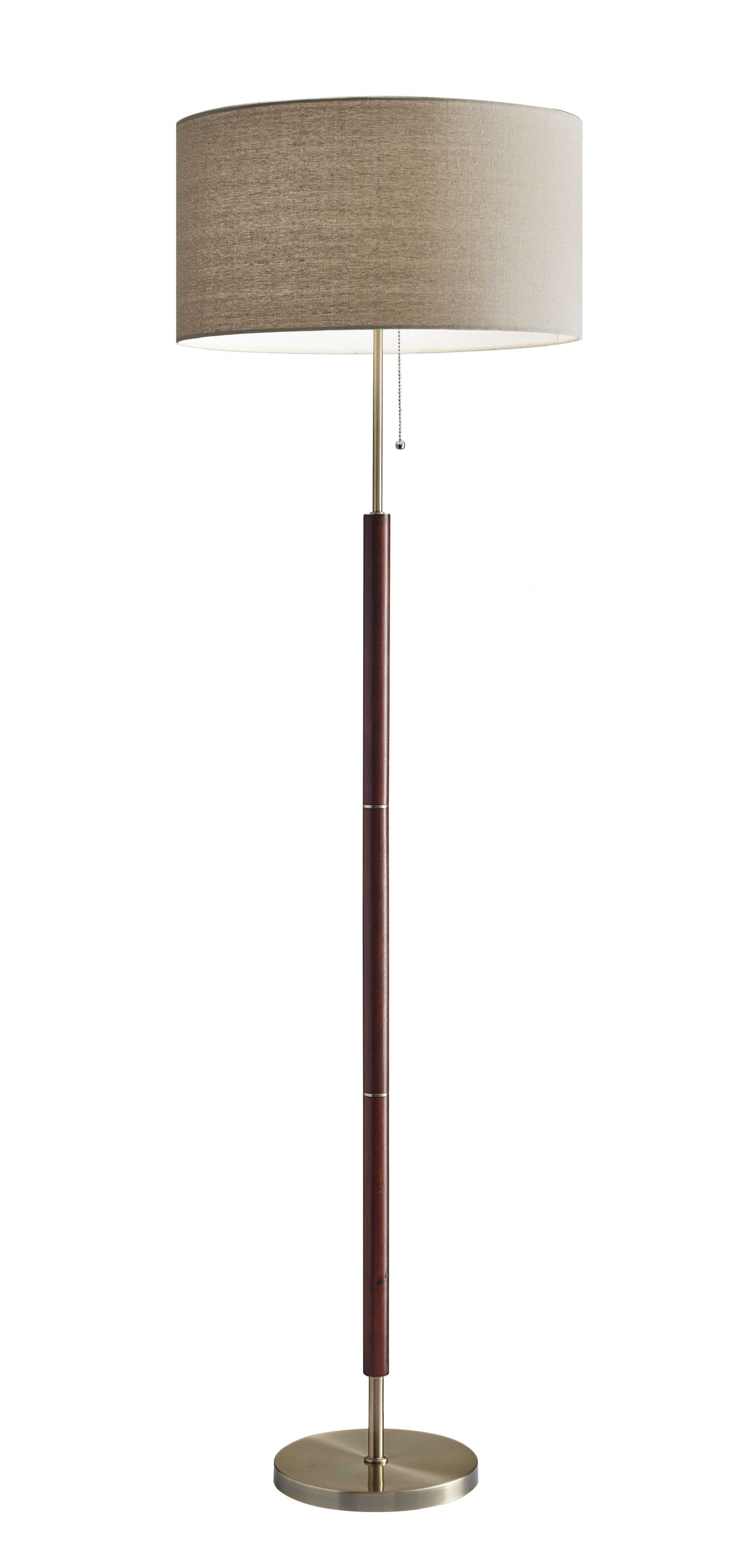 66" Traditional Shaped Floor Lamp With Brown Drum Shade-1