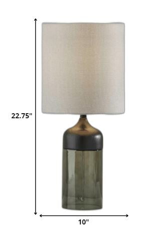 23" Black Glass Bedside Table Lamp With White Shade-7