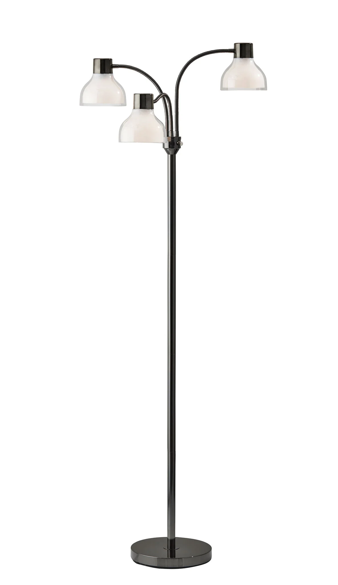 69" Black Three Light Tree Floor Lamp With White Bowl Shade-0