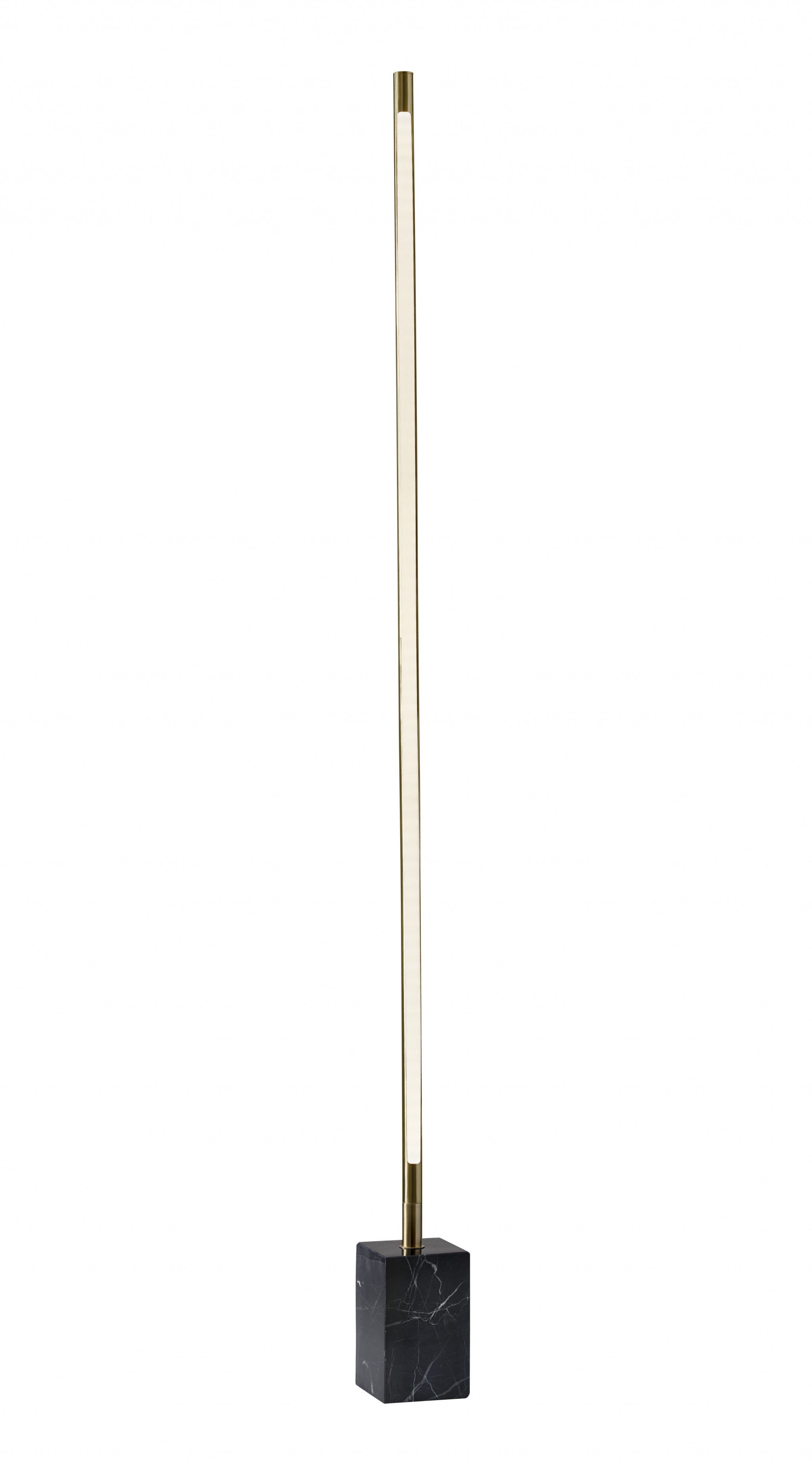 Minimalist Ambient Glow Led Floor Lamp With Dimmer In Antique Brass And Black Marble-0