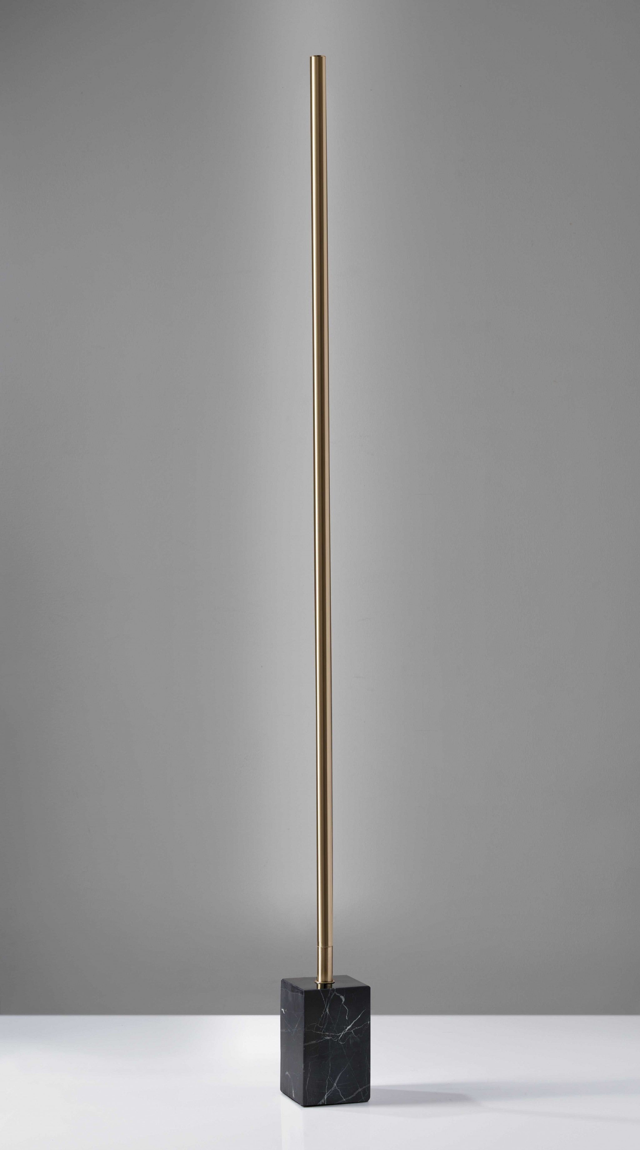 Minimalist Ambient Glow Led Floor Lamp With Dimmer In Antique Brass And Black Marble-3