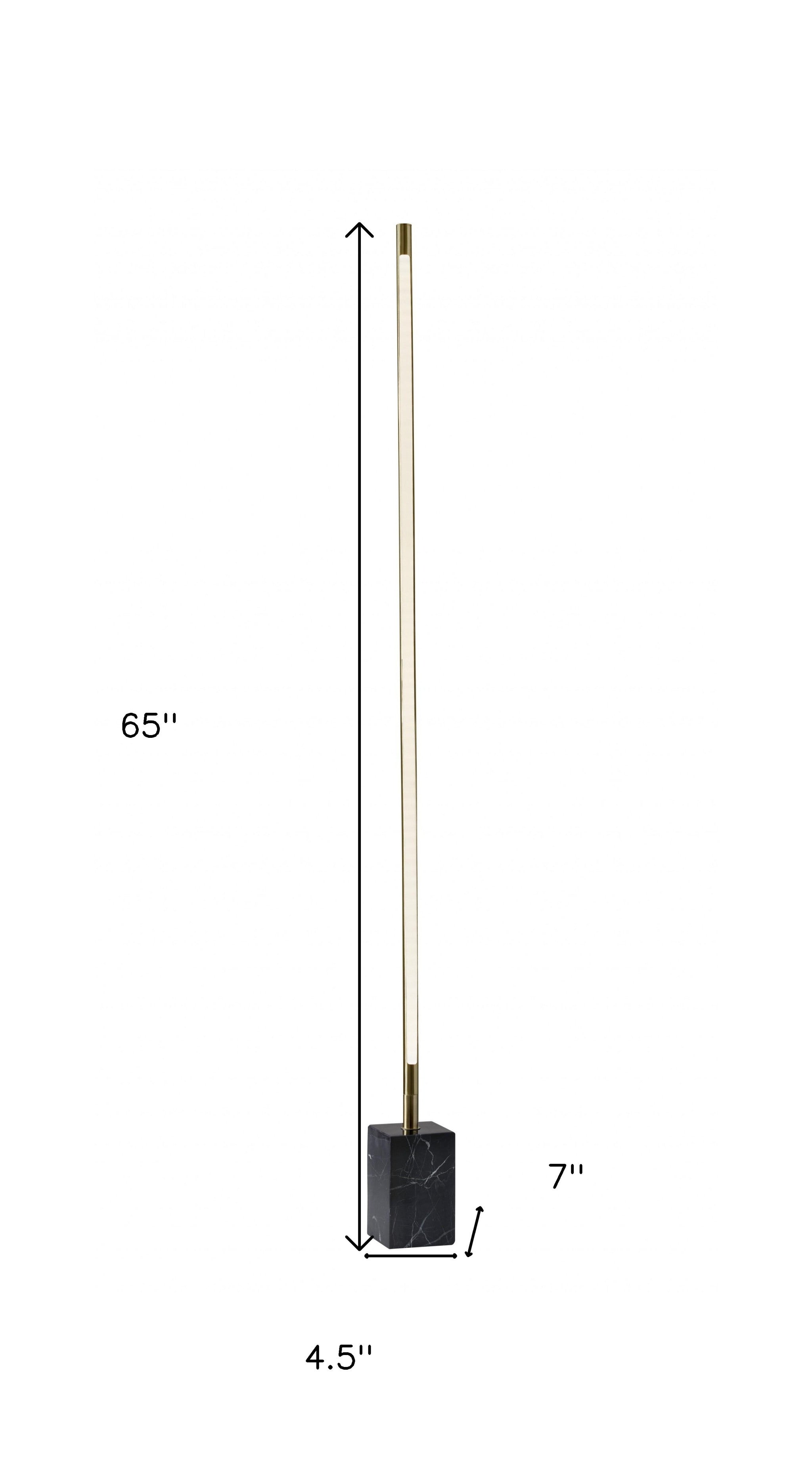 Minimalist Ambient Glow Led Floor Lamp With Dimmer In Antique Brass And Black Marble-4