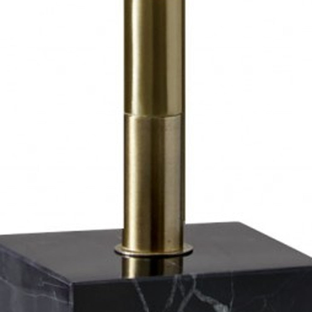 Minimalist Ambient Glow Led Floor Lamp With Dimmer In Antique Brass And Black Marble-1