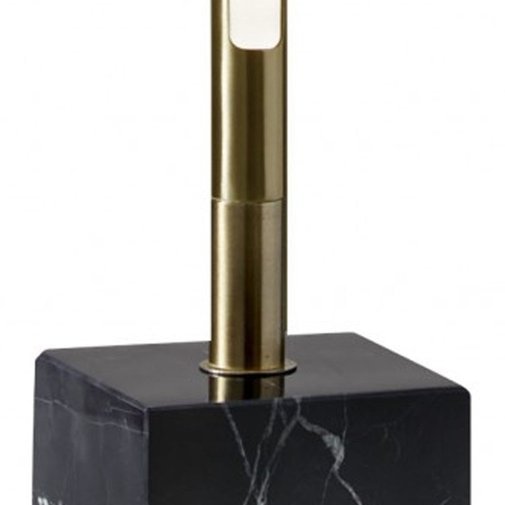 Minimalist Ambient Glow Led Floor Lamp With Dimmer In Antique Brass And Black Marble-2