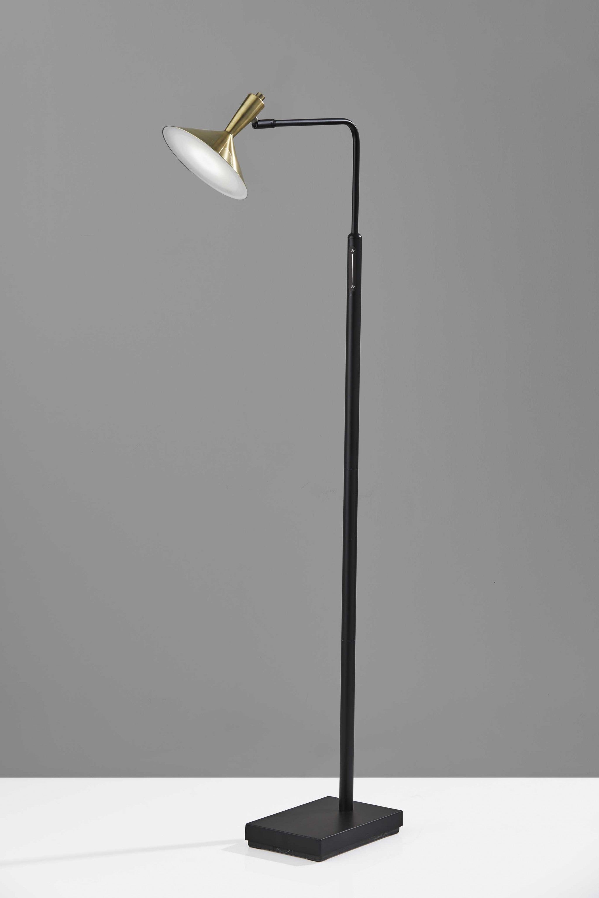 Adjustable Brass Spotlight Led Floor Lamp In Black Metal-3