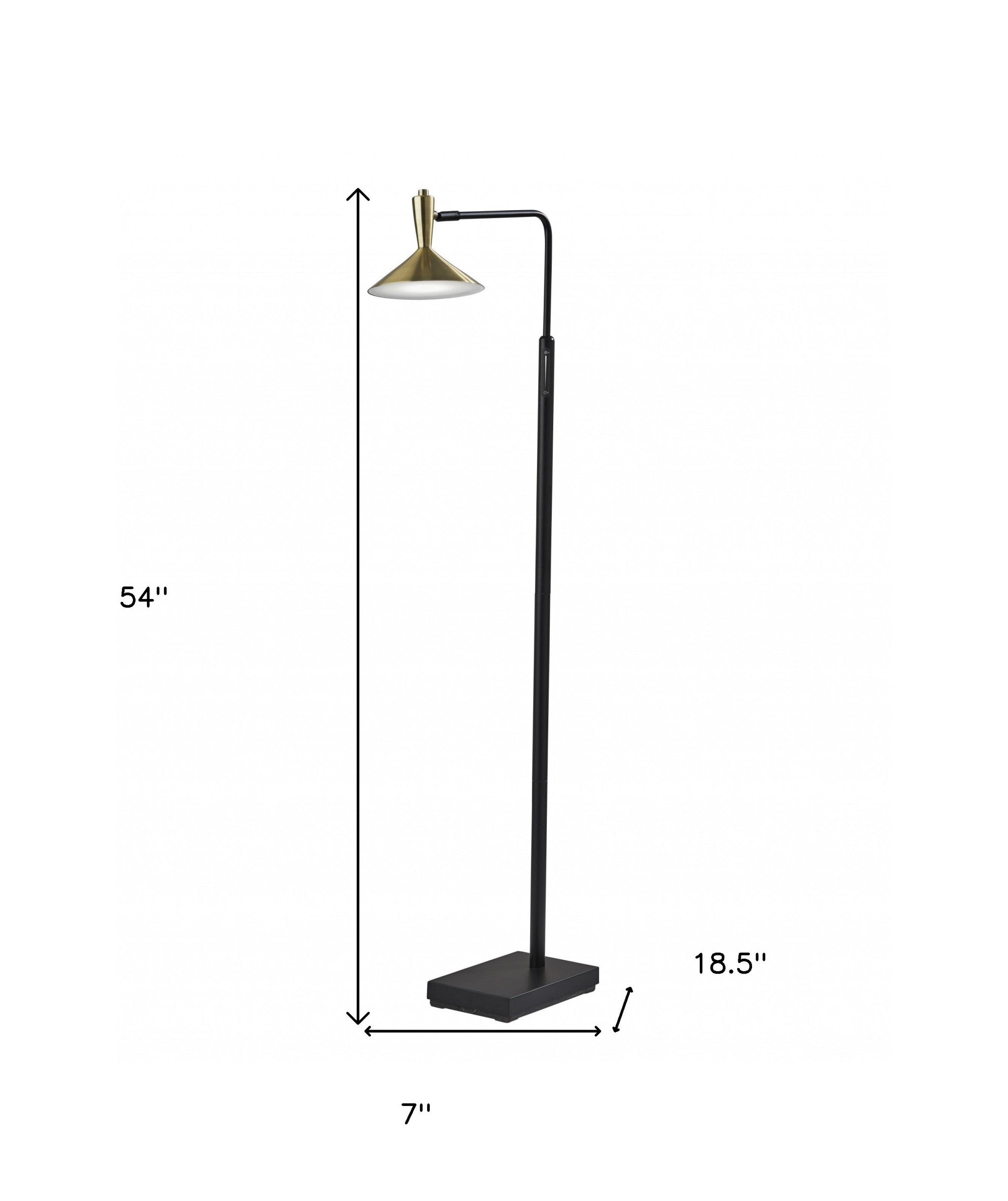 Adjustable Brass Spotlight Led Floor Lamp In Black Metal-6