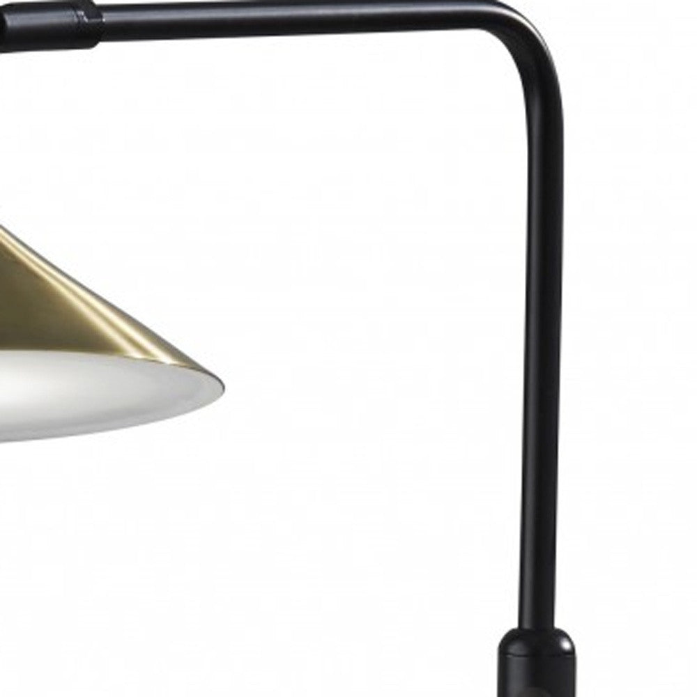 Adjustable Brass Spotlight Led Floor Lamp In Black Metal-1