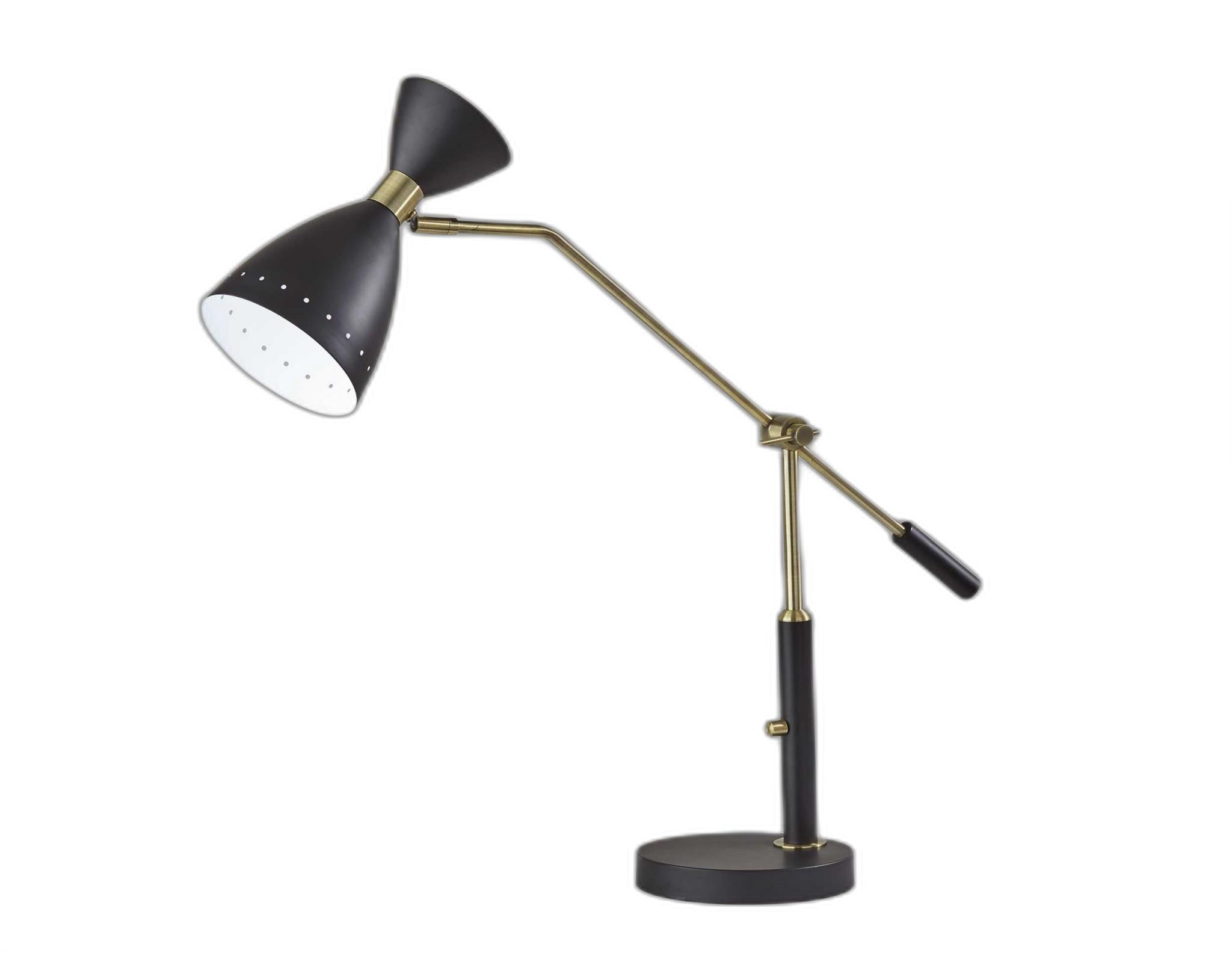 Brass Cinch Black Metal Adjustable Desk Lamp-0