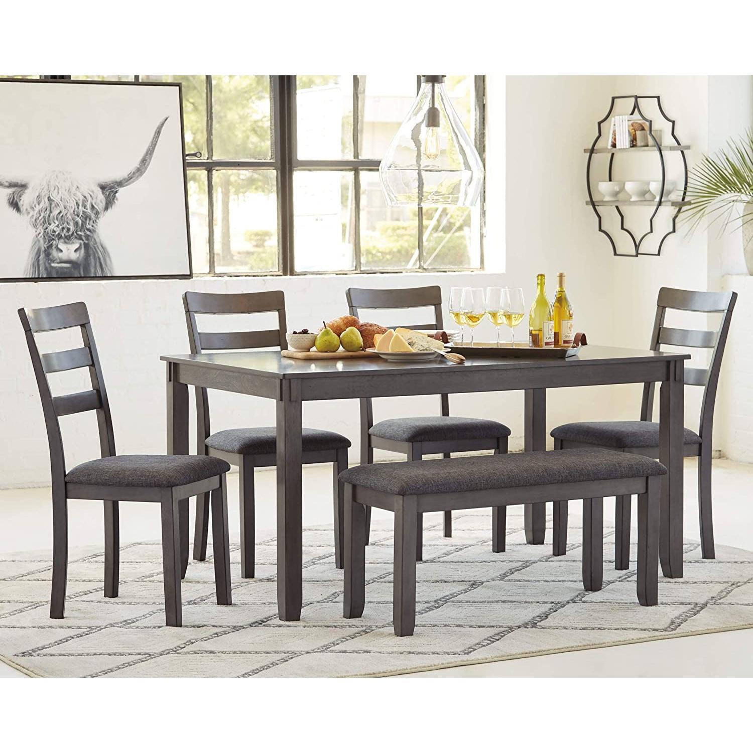 Gray Bridson Modern 6 Piece Dining Set With Cushions