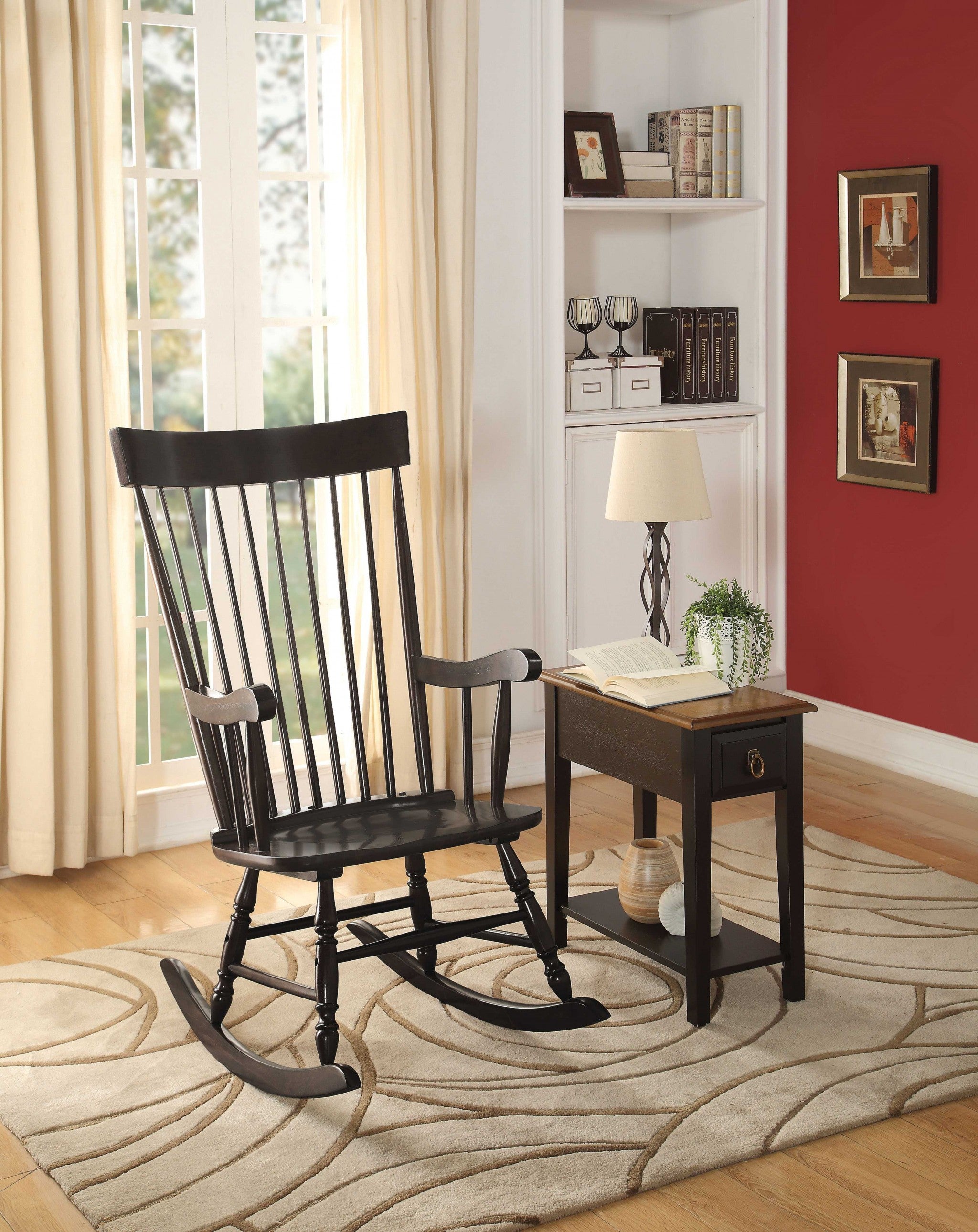 33" X 25" X 45" Black Wood Rocking Chair-6