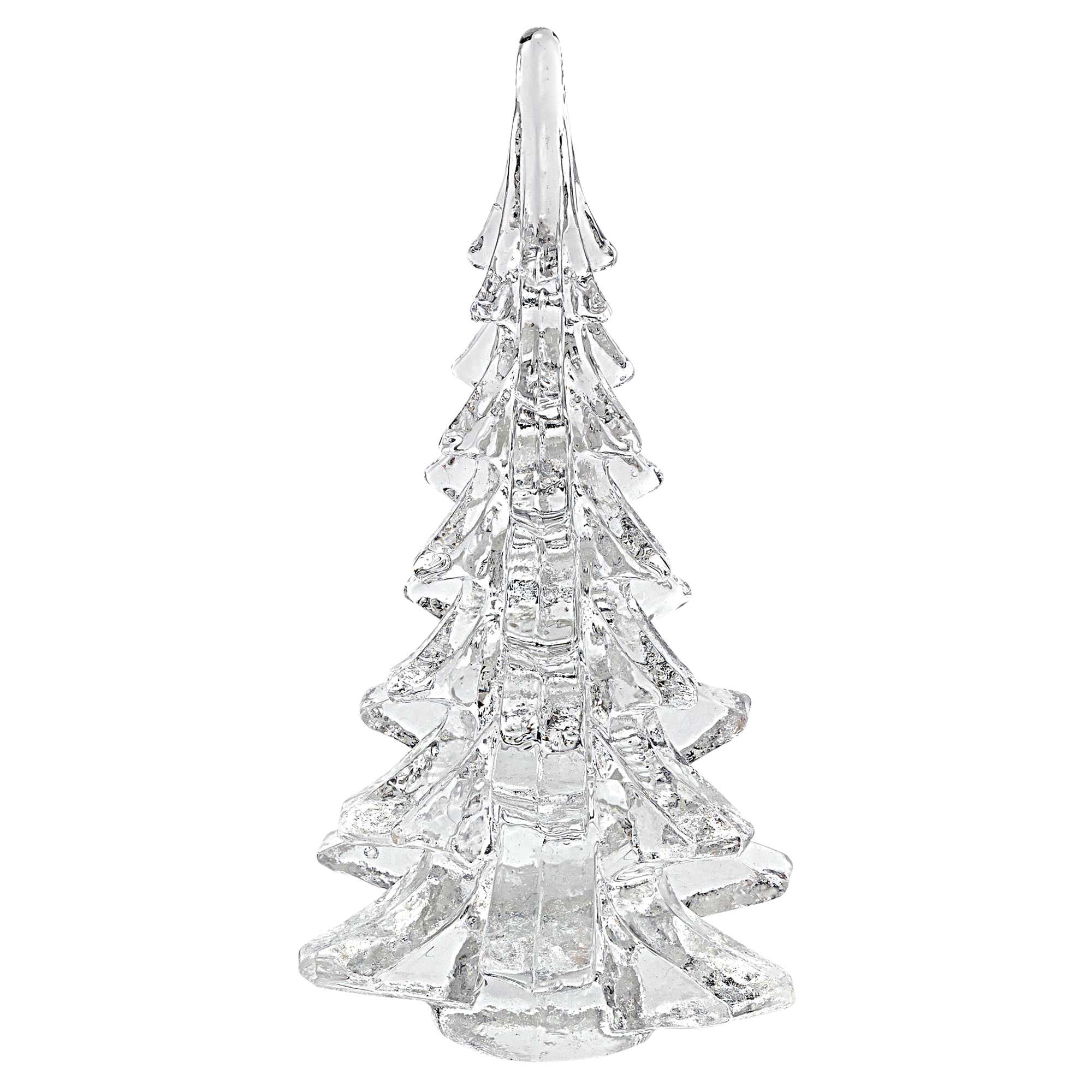 10" Mouth Blown Clear Glass Christmas Tree Sculpture-1