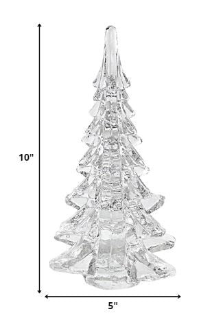 10" Mouth Blown Clear Glass Christmas Tree Sculpture-8