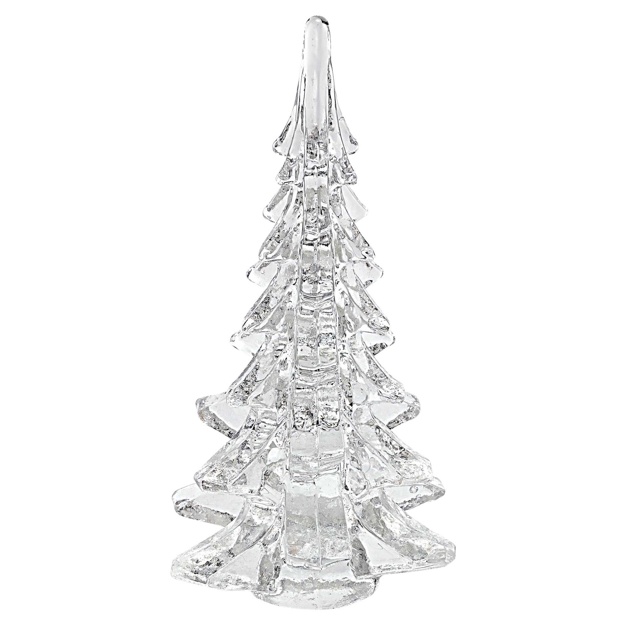 10" Mouth Blown Clear Glass Christmas Tree Sculpture-3