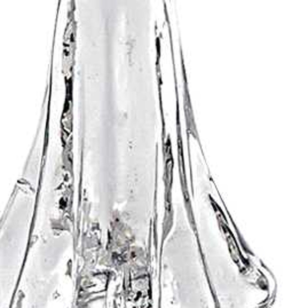 10" Mouth Blown Clear Glass Christmas Tree Sculpture-4