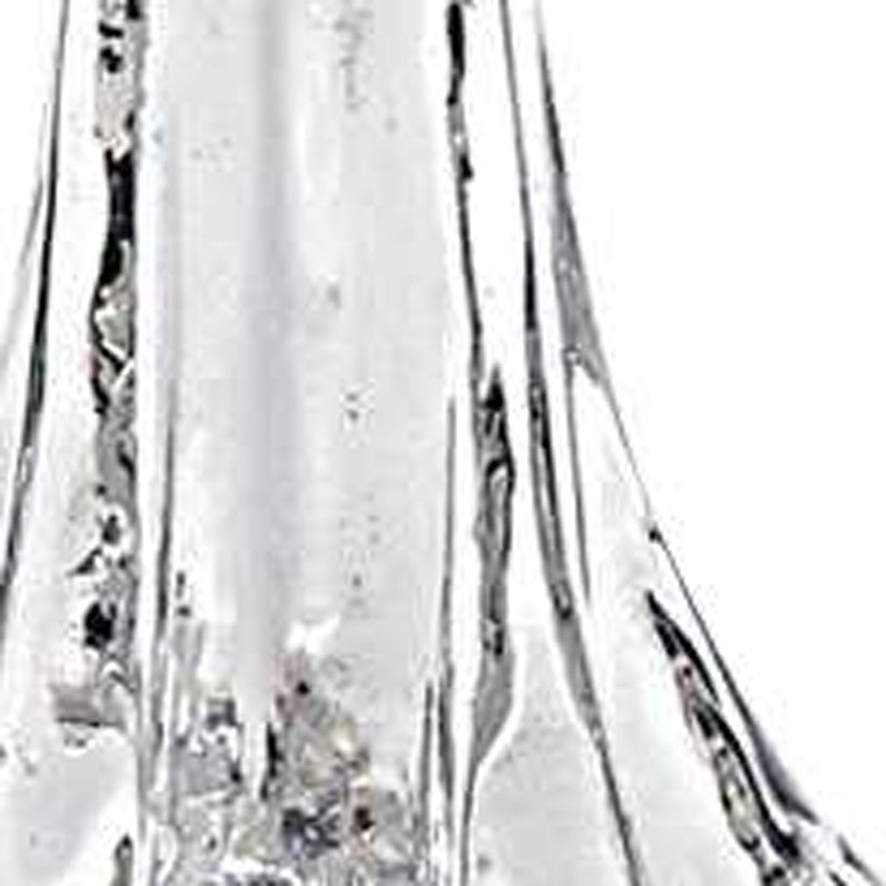 10" Mouth Blown Clear Glass Christmas Tree Sculpture-5