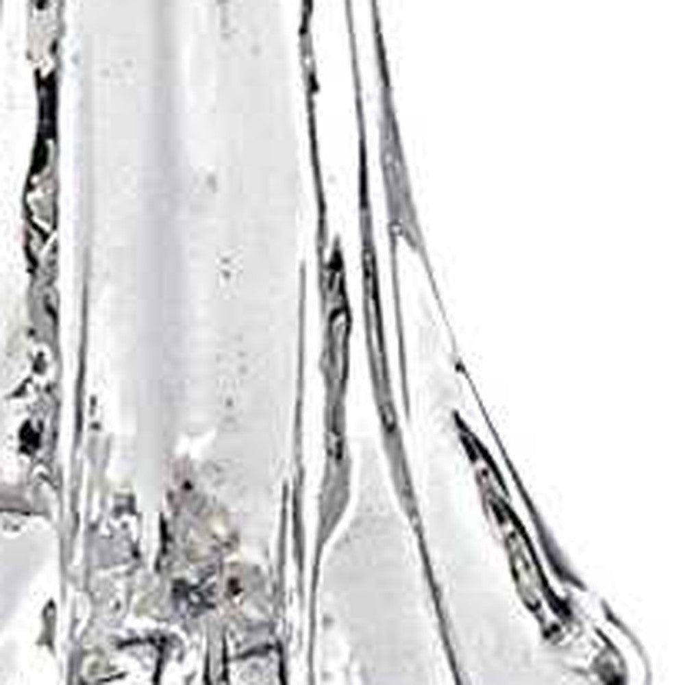 10" Mouth Blown Clear Glass Christmas Tree Sculpture-6