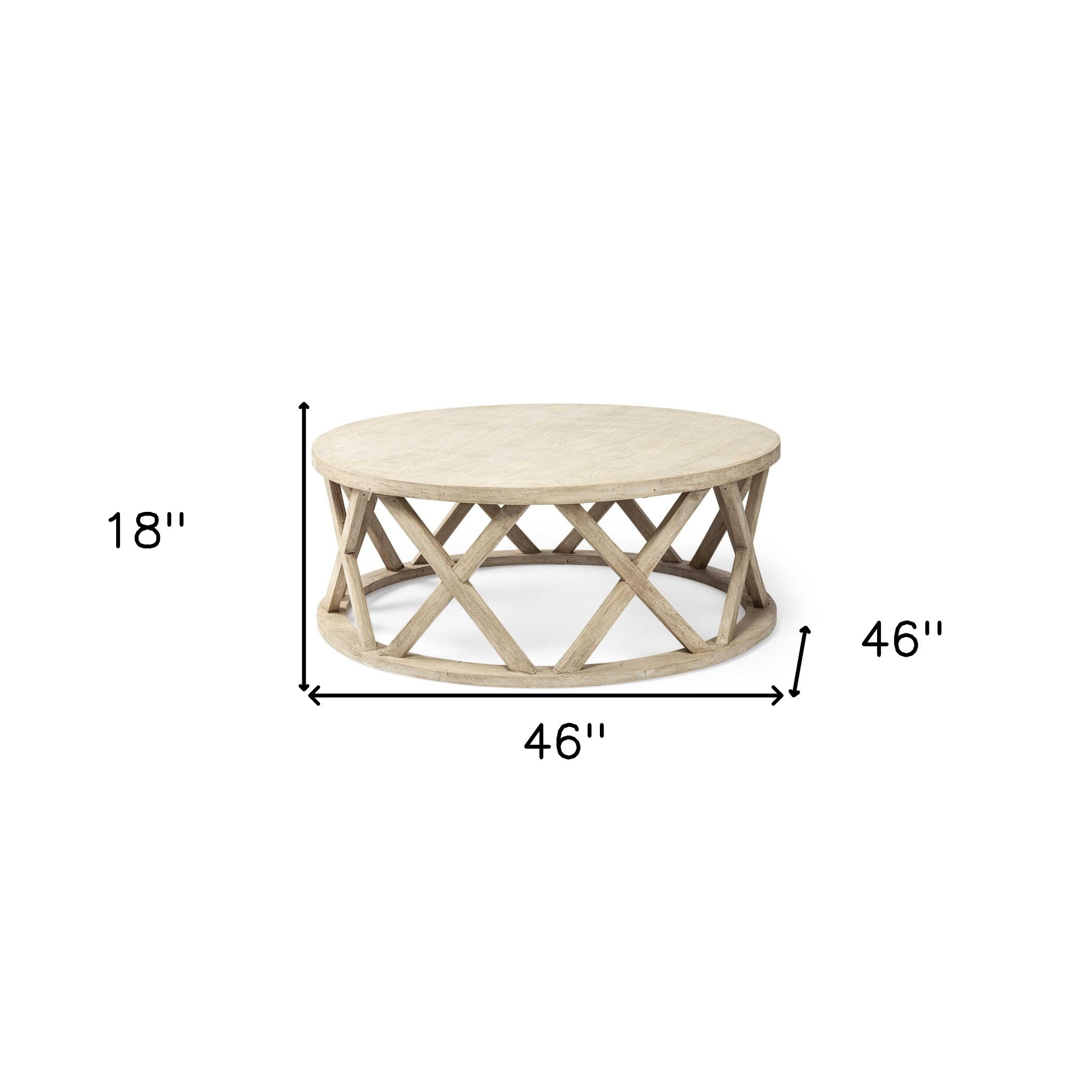 46" White Solid Wood Round Coffee Table-5