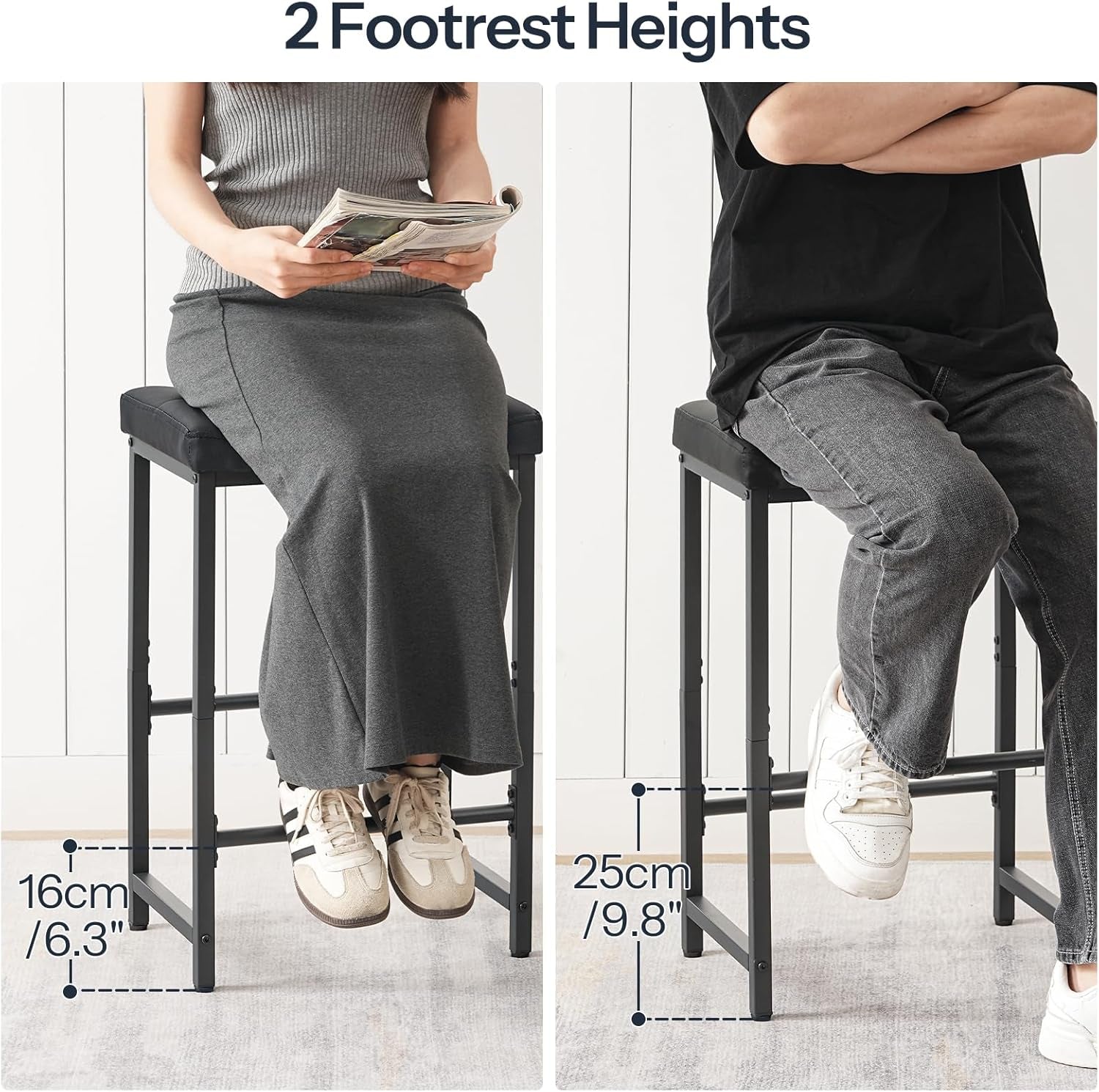 Bar Stools 25 Inch Counter Height With PU Upholstery Black