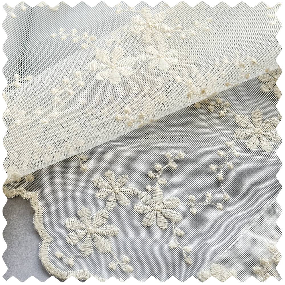 Lyra Lace Embroidered Daisy Sheer Curtains